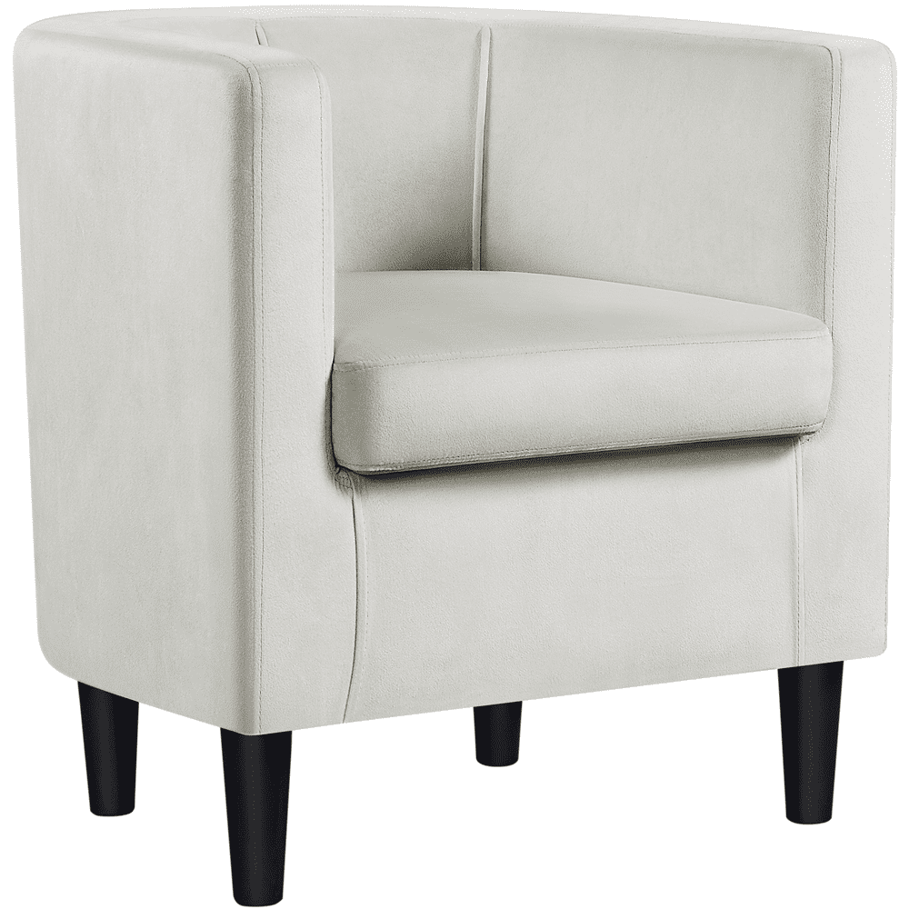 Alden Design Upholstered Velvet Accent Chair for Livingroom, Beige