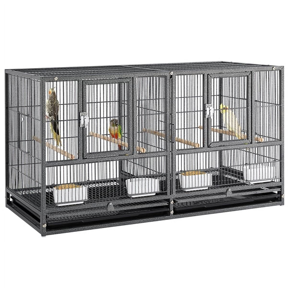 Alden Design 18" H Stackable Divided Breeder Meatal Bird Cage for Small Birds, Black
