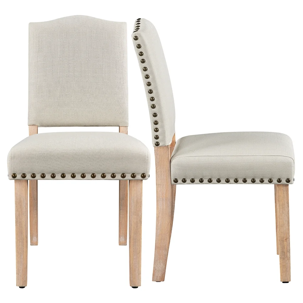 Alden Design 2PCS Upholstered Parsons Dining Chairs for Kitchen，Beige
