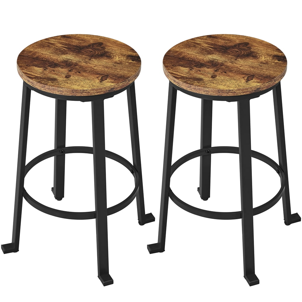 Alden Design 24"H Counter Height Bar Stool with Metal Frame for Dining Room, Set of 2, Rustic Brown
