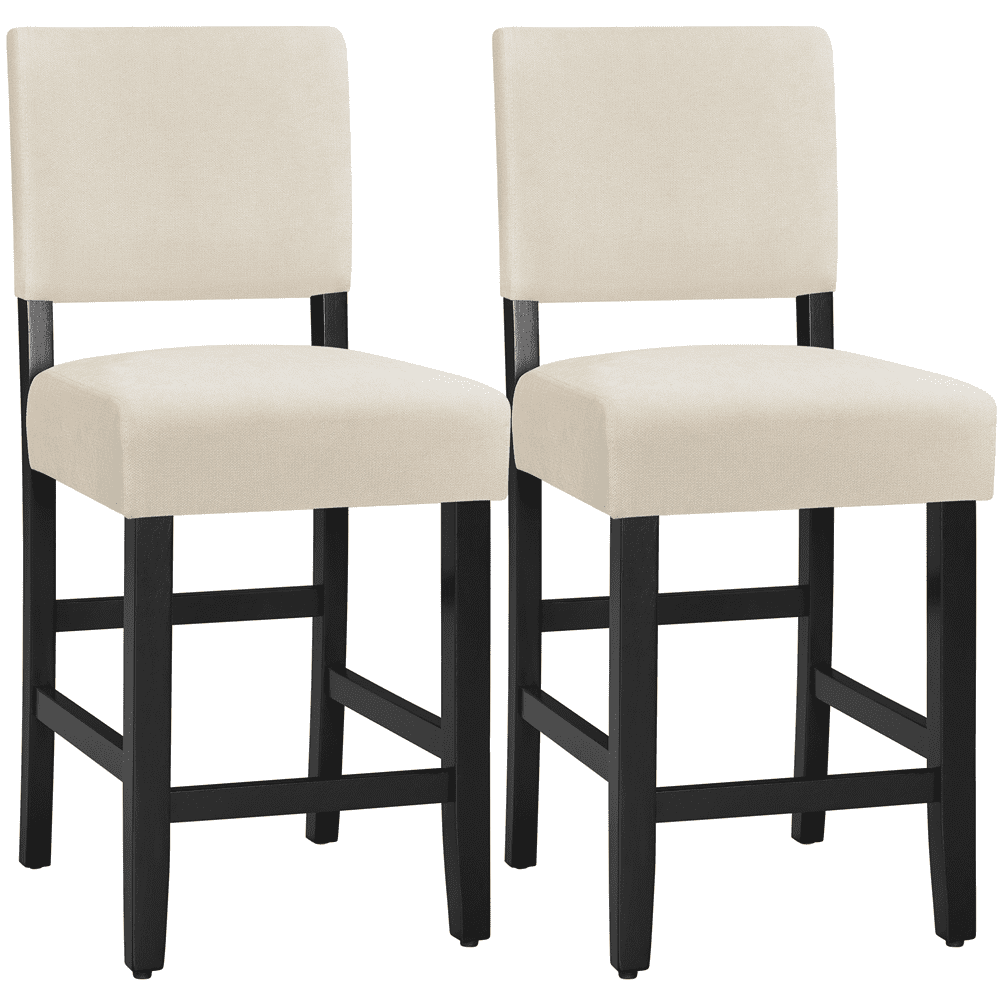 Alden Design 24.6" H Upholstered Counter Bar Stool for Kitchen, Beige