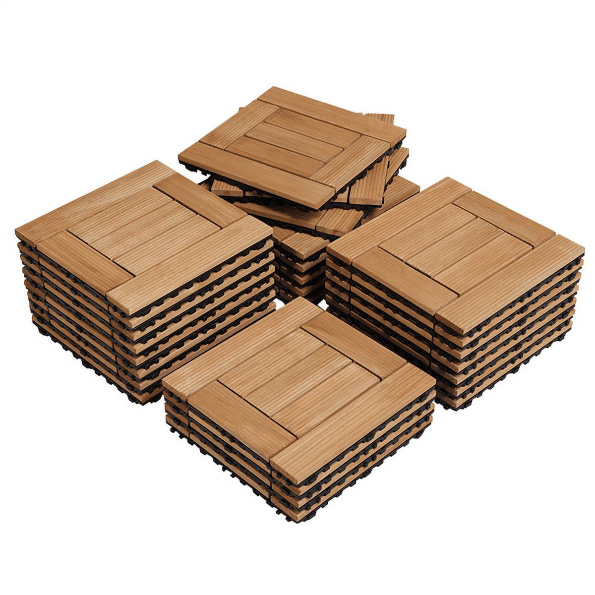 Alden Design 27pcs Indoor & Outdoor Wood Flooring Tiles for Patio Garden, 12" x 12", Natural Wood