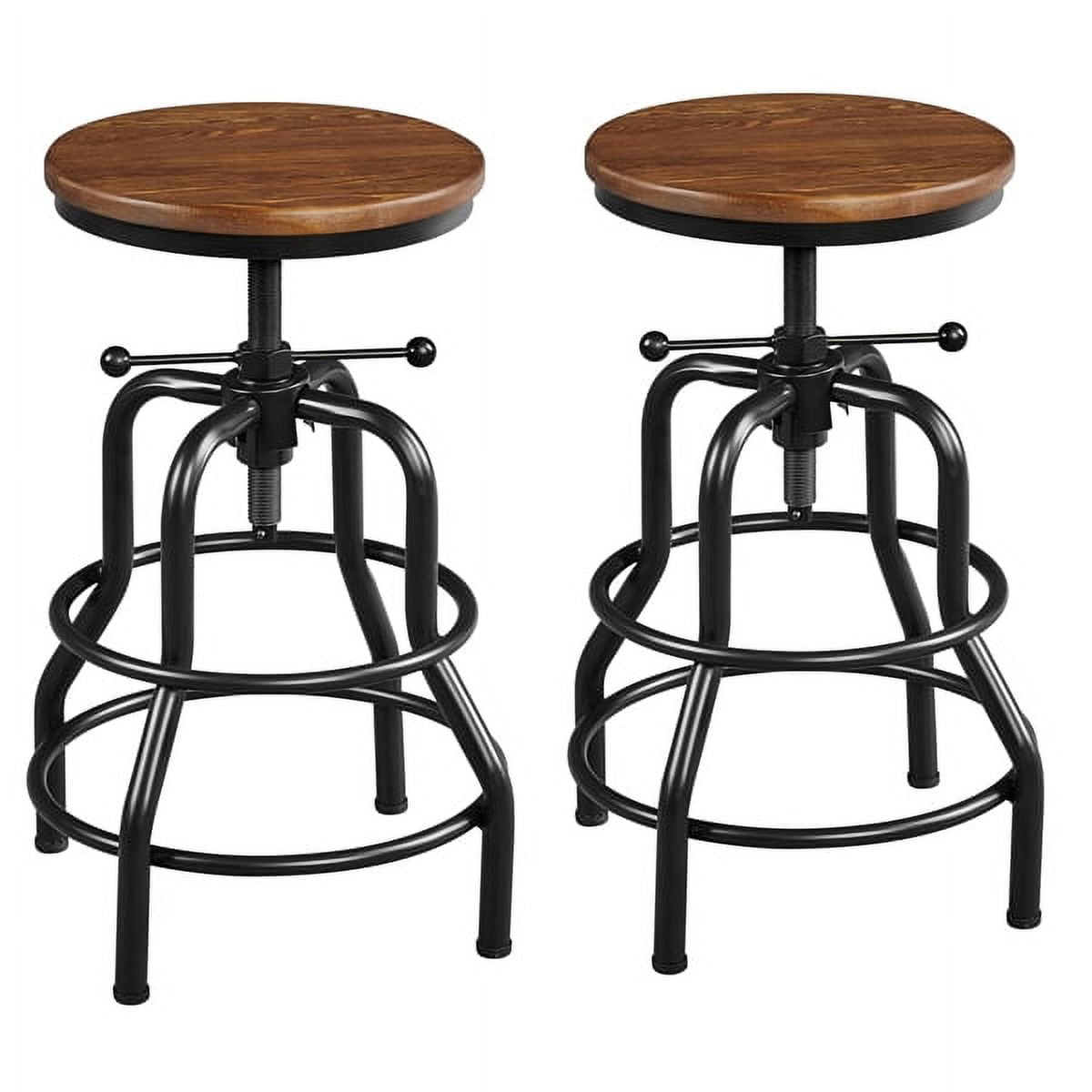 Alden Design 2pcs Vintage Metal Industrial Bar Stool Counter Height for Kitchen Bar, Brown