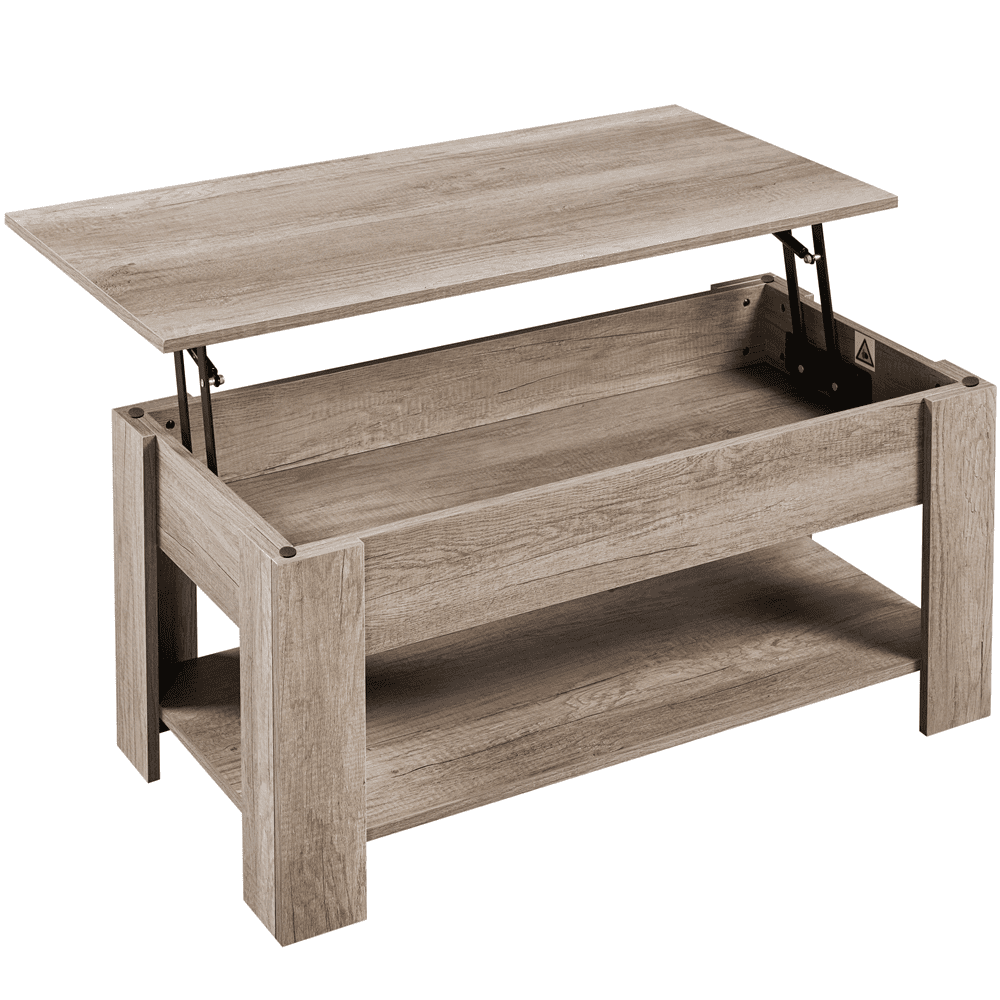 Alden Design 39 in Wood Lift Top Coffee Table with Hidden Compartment & Storage for Living Room, Gray