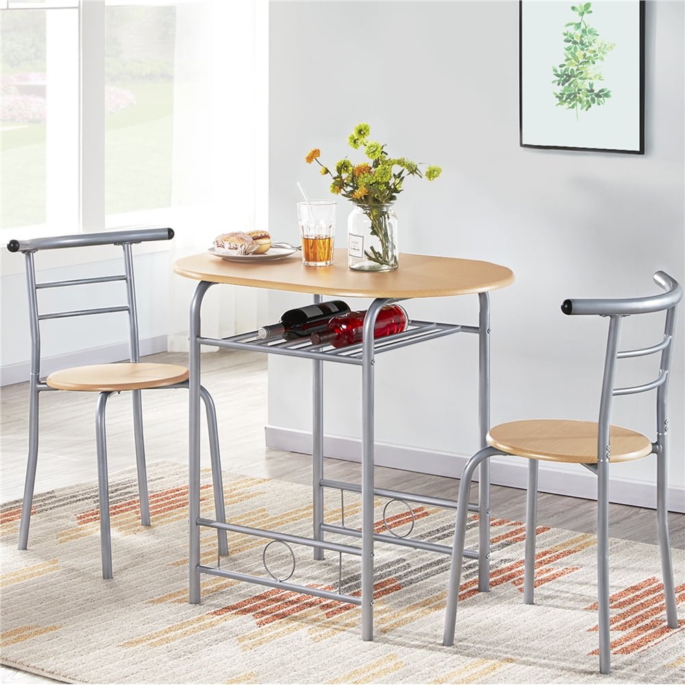 Alden Design 3 Pieces Modern Dining Set with Round Table and 2 Chairs, Multiple Colors