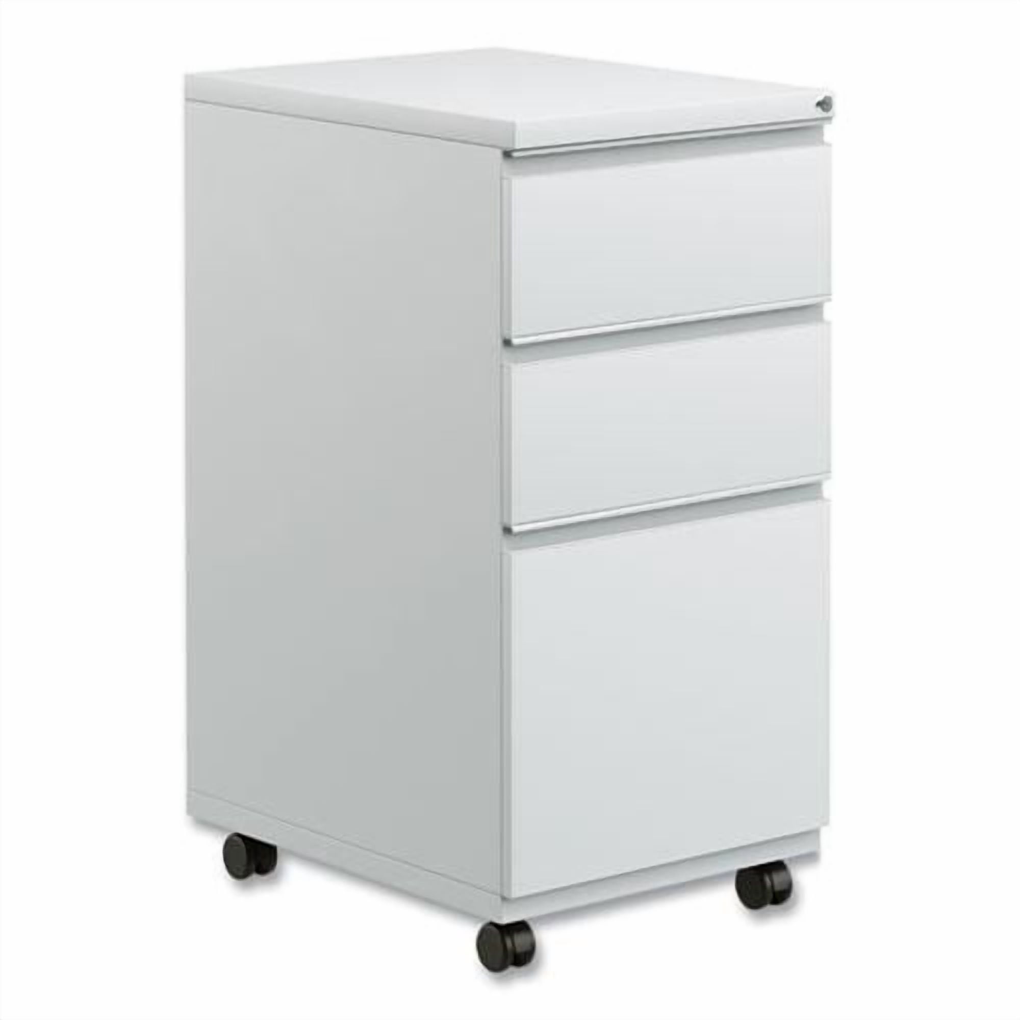 Alera File Pedestal with Full-Length Pull, Left/Right, 3-Drawers: Box/Box/File, Legal/Letter, Light Gray, 14.96" x 19.29" x 27.75"