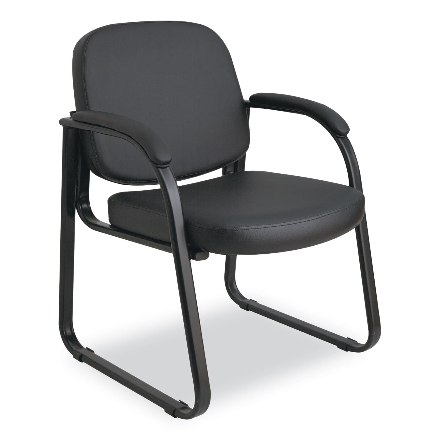 Alera Genaro Series Faux Leather Half-Back Sled Base Guest Chair, 25" x 24.80" x 33.66", Black