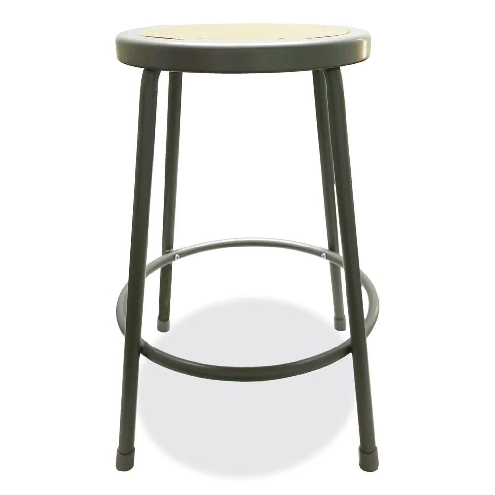 Alera Industrial Metal Shop Stool, 24" Seat Height, Supports up to 300 lbs., Brown Seat/Gray Back, Gray Base -ALEIS6624G