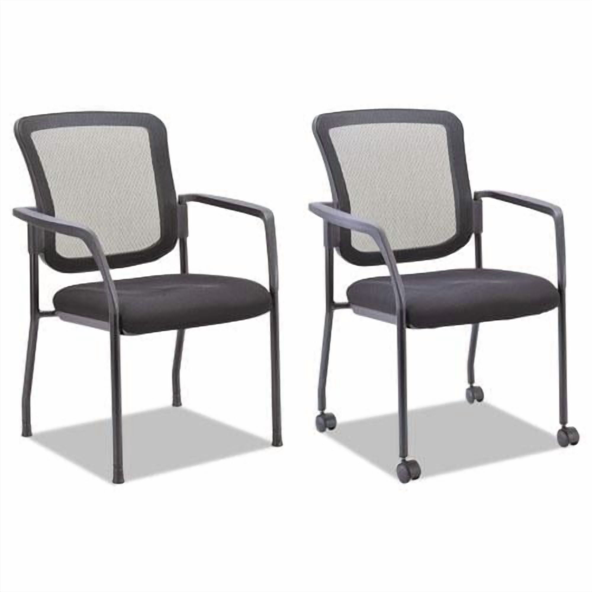 Alera Mesh Guest Stacking Chair, Supports up to 275 lbs., Black Seat/Black Back, Black Base -ALEEL4314