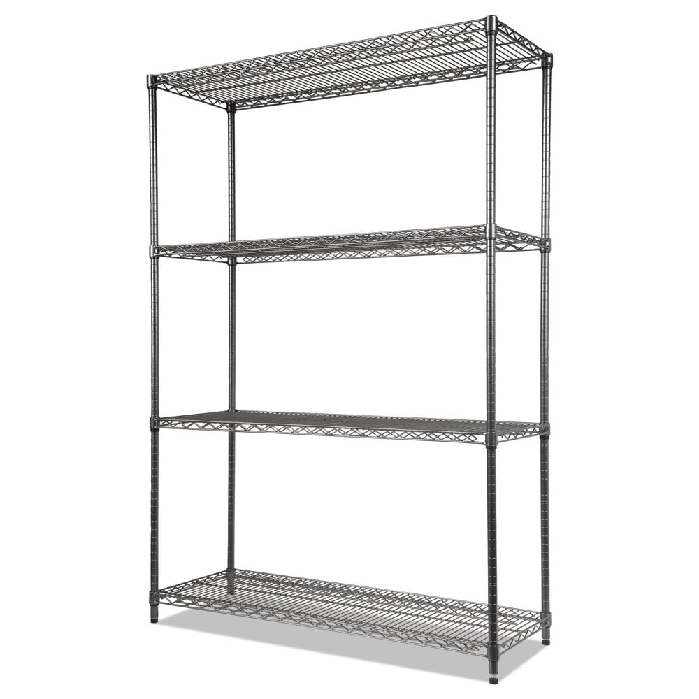 Alera ALESW504818BA 48 in. x 18 in. x 72 in. Four-Shelf Wire Shelving Starter Kit - Black Anthracite