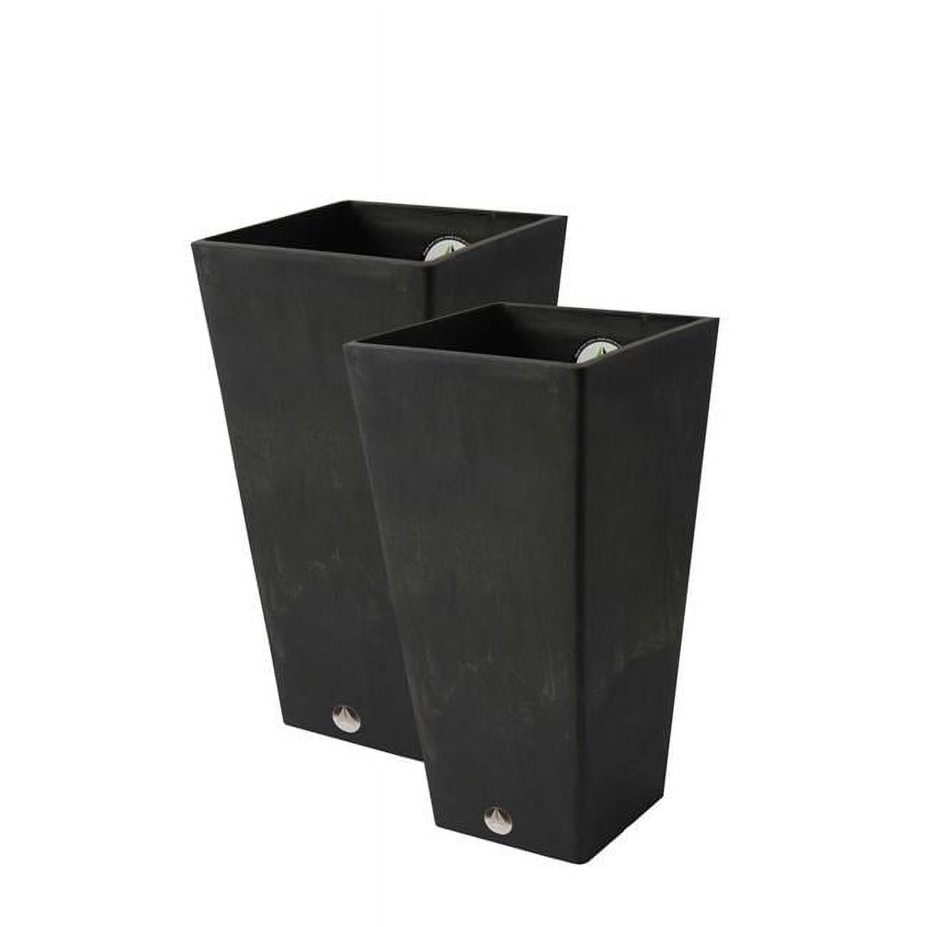 Algreen Valencia 10 in. by 20 in. Height 2 Square Planters, Black - Pack of 2
