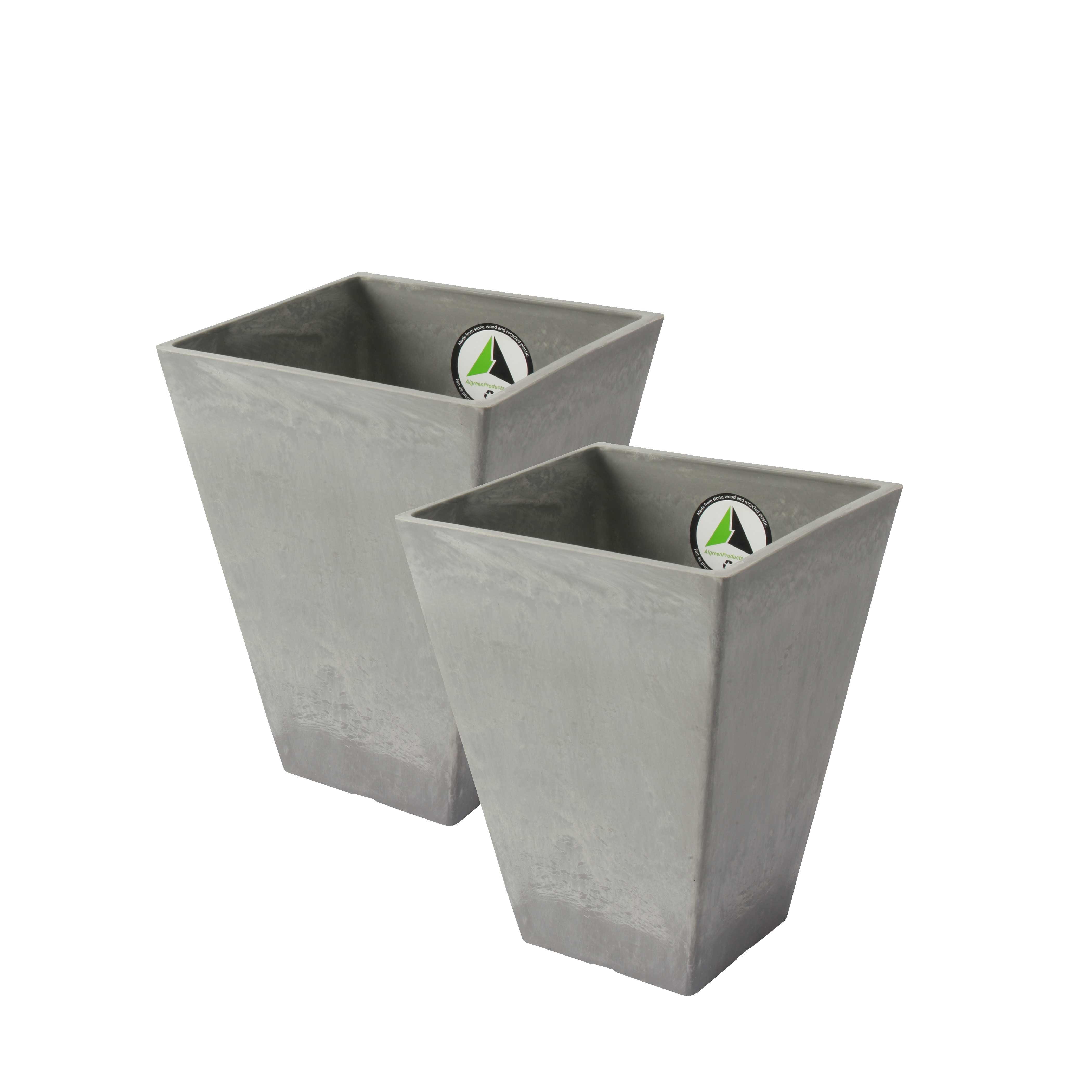 Algreen Valencia 2 Square Planters 11.5 x 14-In H - Concrete 2PK