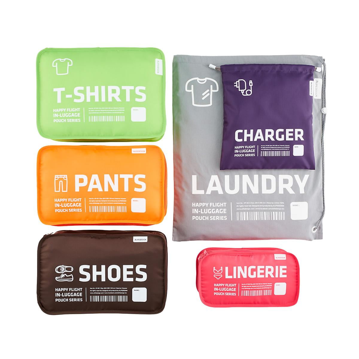 Alife Design Luggage Packing Cubes Organizers Set-B, Set of 6, Multi-colors