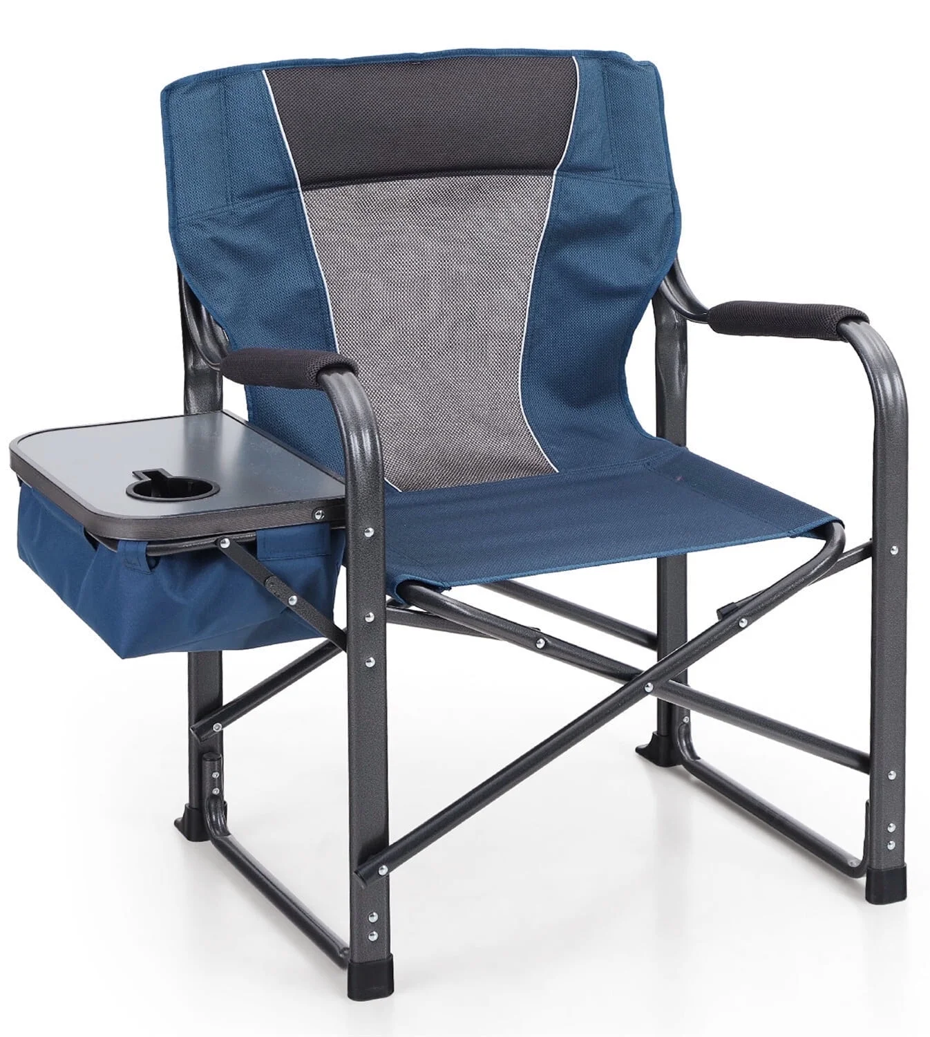 Alpha Joy Director Chair Supports 350Lbs Heavy Duty Folding Camping Chair Oversized Portable Tailgating Chair with Cup Holder & Cooler Bag