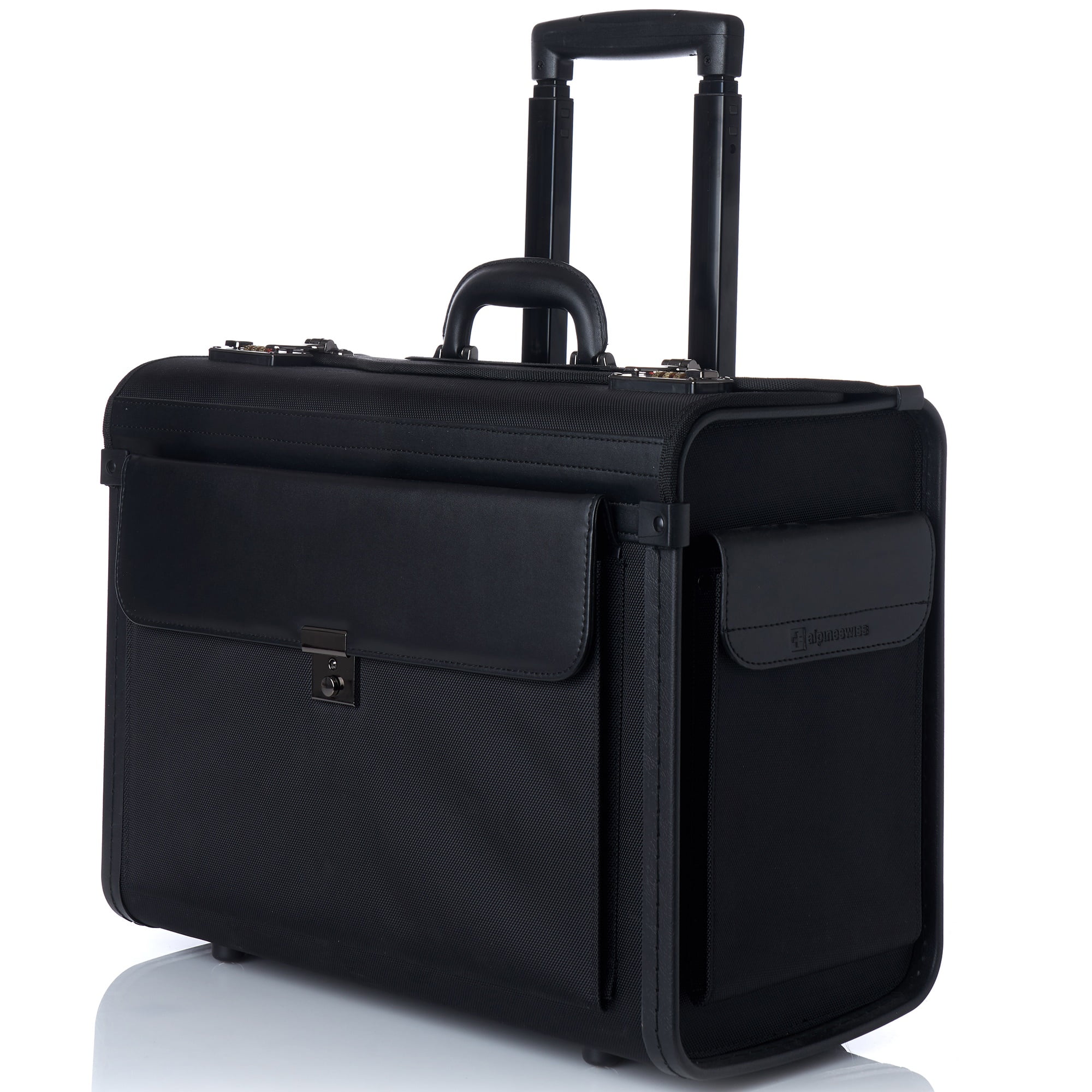 AlpineSwiss 19" Wheeled Briefcase Rolling Case Sales Sample Pilot Lawyer Attache