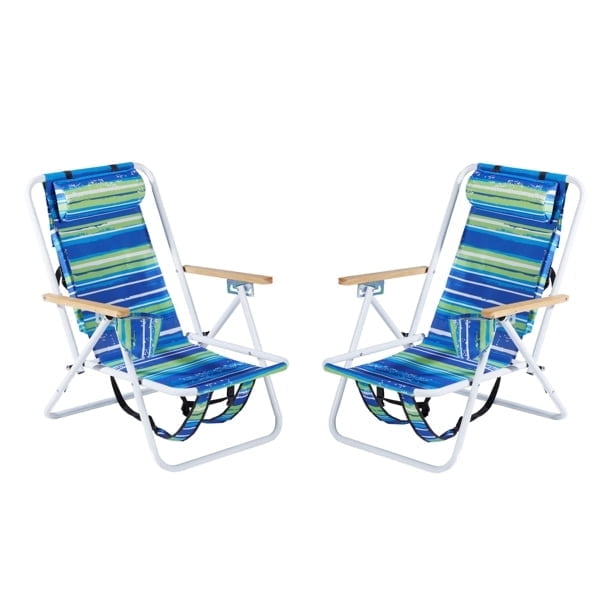 Ambifirner 2 Pack Backpack Beach Chairs for Adults - Folding Heavy Duty Camping Chairs with Cup Holder, Adjustable Height, and Towel Rack for Outdoor Travel