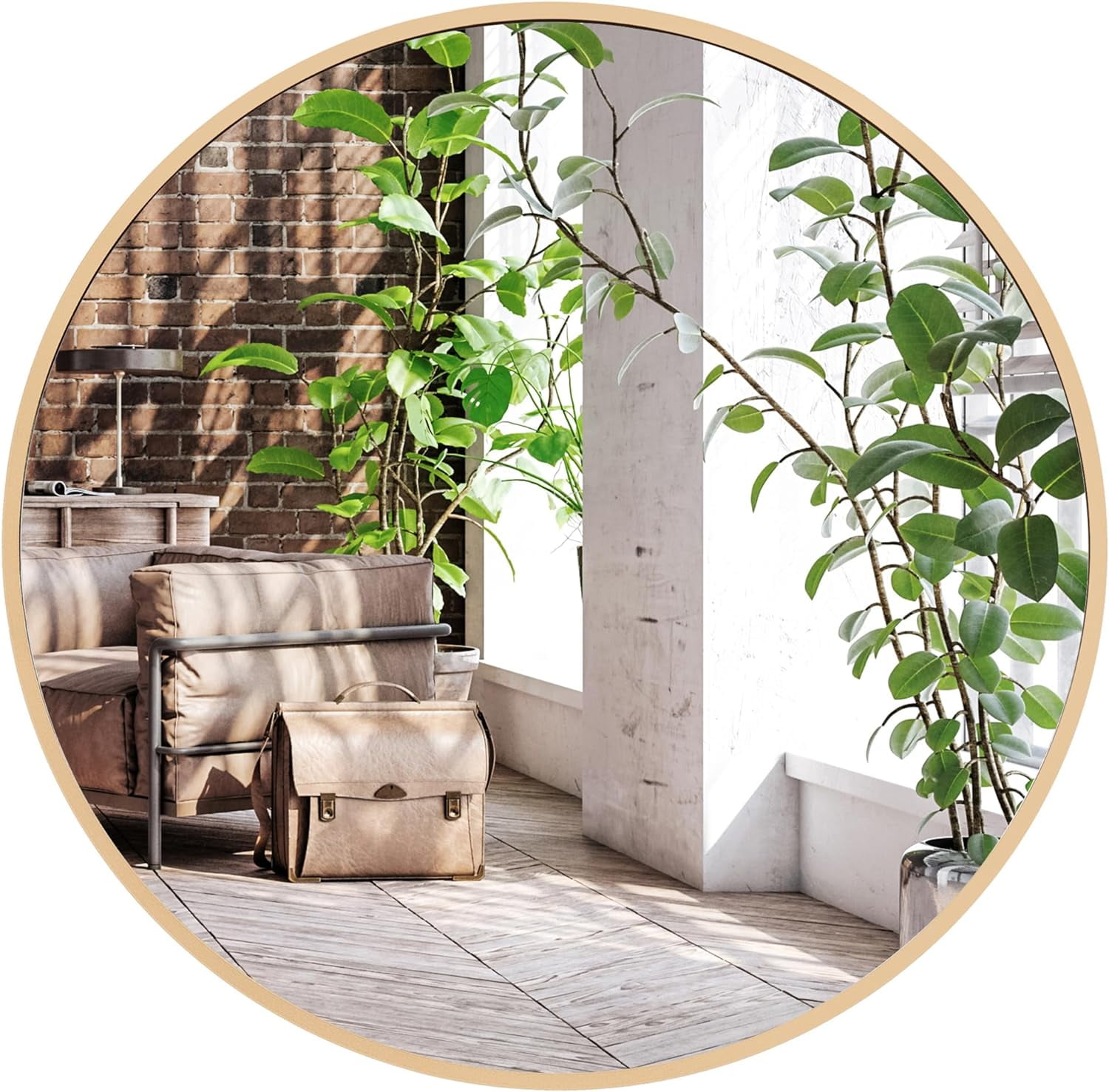 Americanflat Framed Gold Round Mirror 20" - Circle Mirror for Bathroom, Bedroom, Entryway, Living Room - Large Circular Mirror for Wall Decor