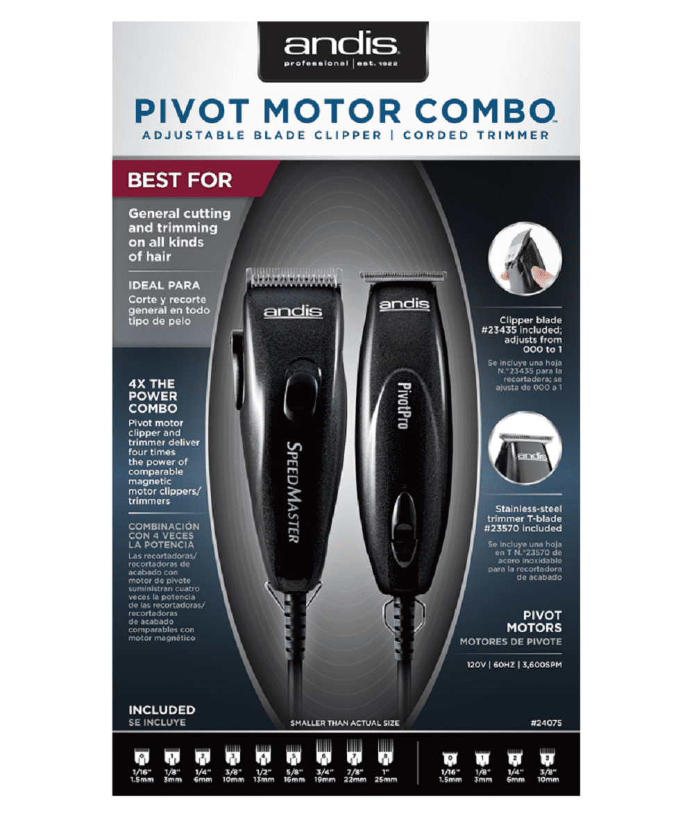 Andis 24075 Pivot Motor Clipper/trimmer Combo, Black
