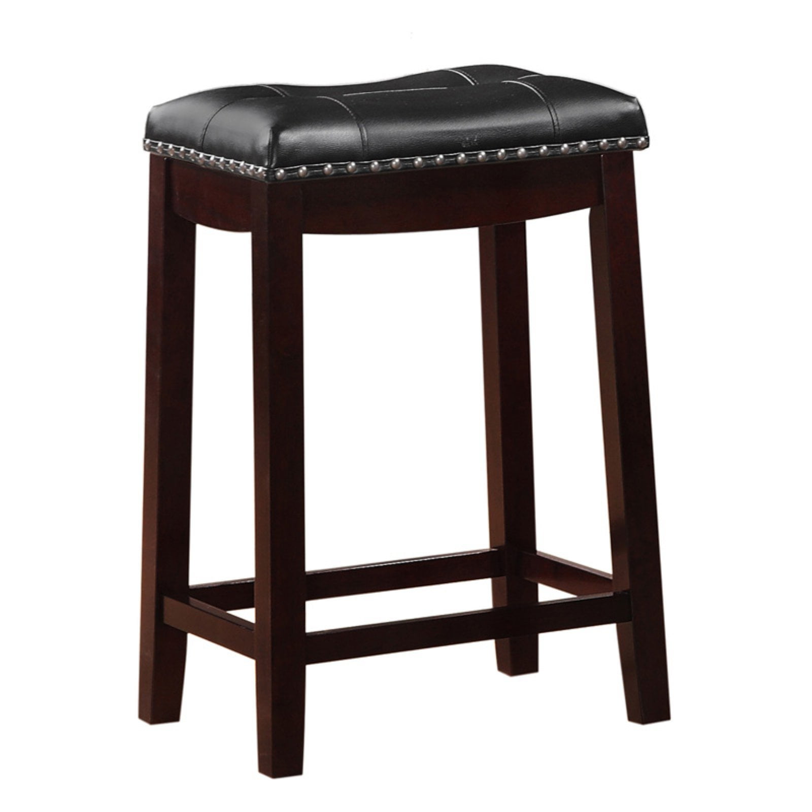 Angel Line Cambridge 24" Padded Saddle Stool, Espresso w/ Black Cushion