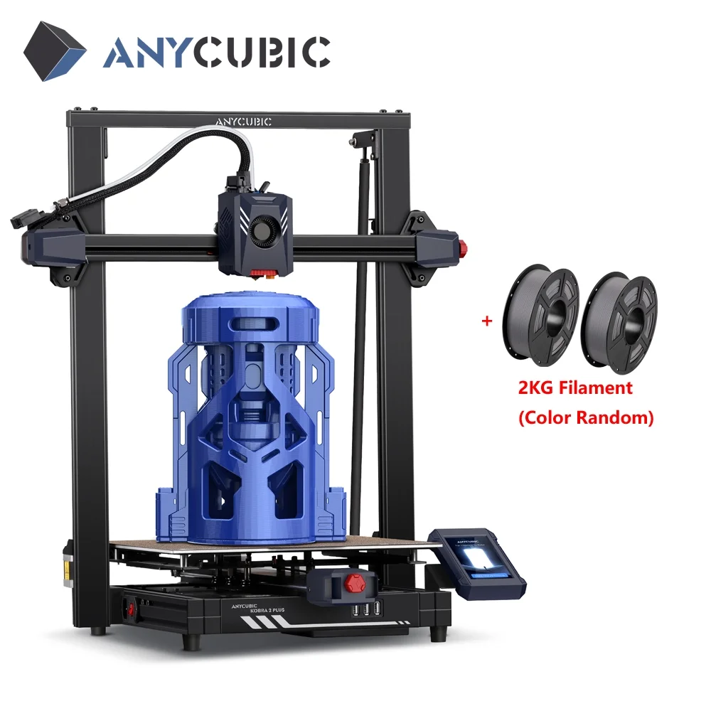 Anycubic Kobra 2 Plus 3D Printer, 41L Large Printing Volume 500mm/s High-Speed Printing with Dual-Gear Direct Extruder, Dual Lead Screw Drive Smooth Operation, 12.6x12.6x15.7in Printing Size