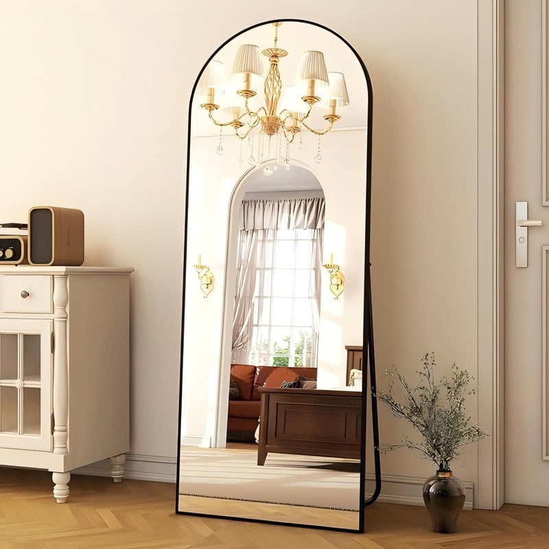 Anyrose 64"x 21.5" Arched Full Length Mirror Wall Mirror with Aluminum Alloy Frame,Black