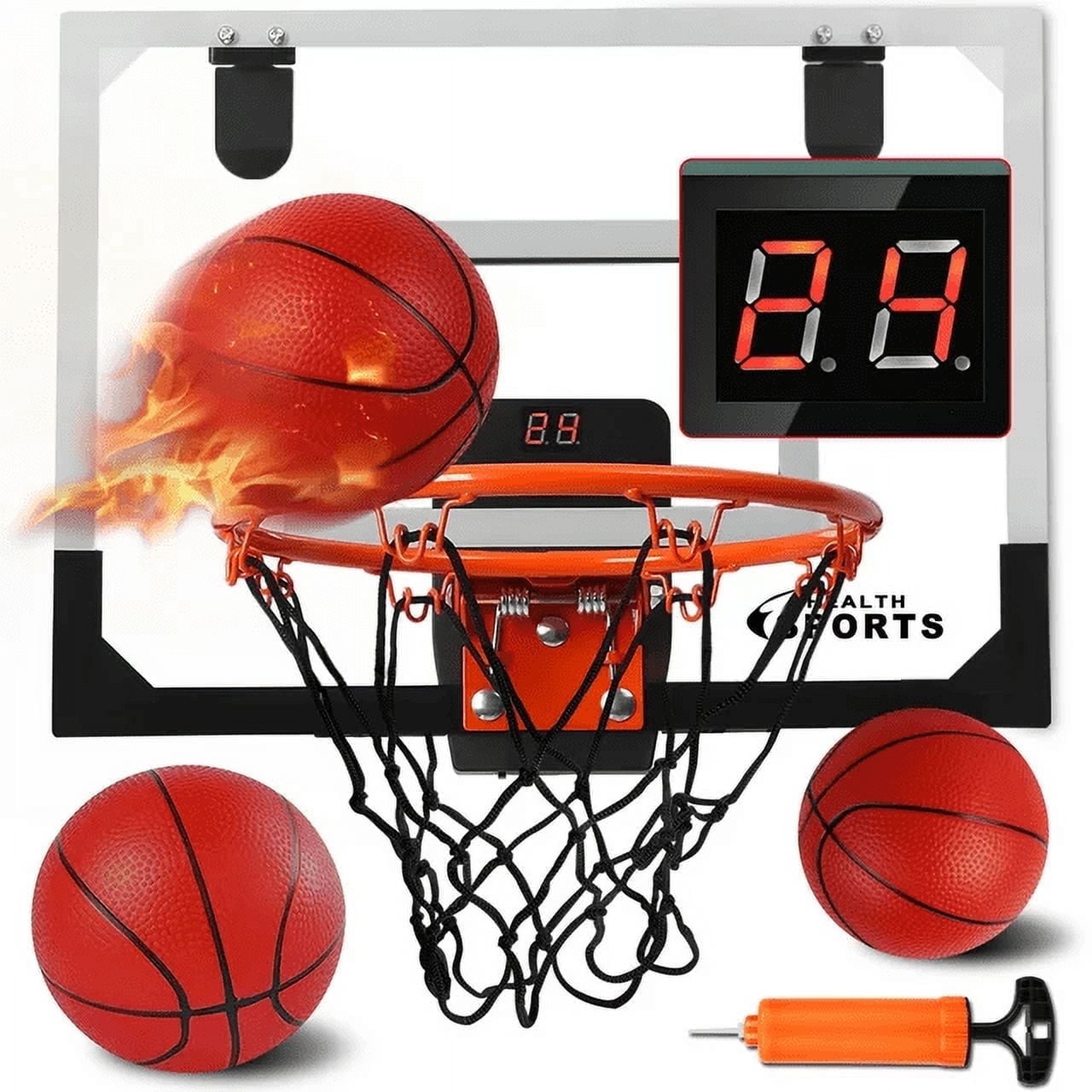 Ant Class Basketball Hoop for Kids, Wall Mounted Basketball Hoop with Electronic Scoreboard and 3 Balls for Teens