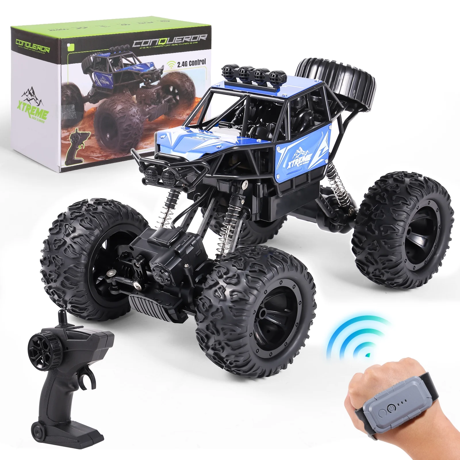Ant Class Remote Control Car, 2.4GHz High Speed RC Cars Toys, 1:12 RC Monster Trucks Off road RC Truck Toys with LED Headlight Christmas Gift for Boys Girls Kids