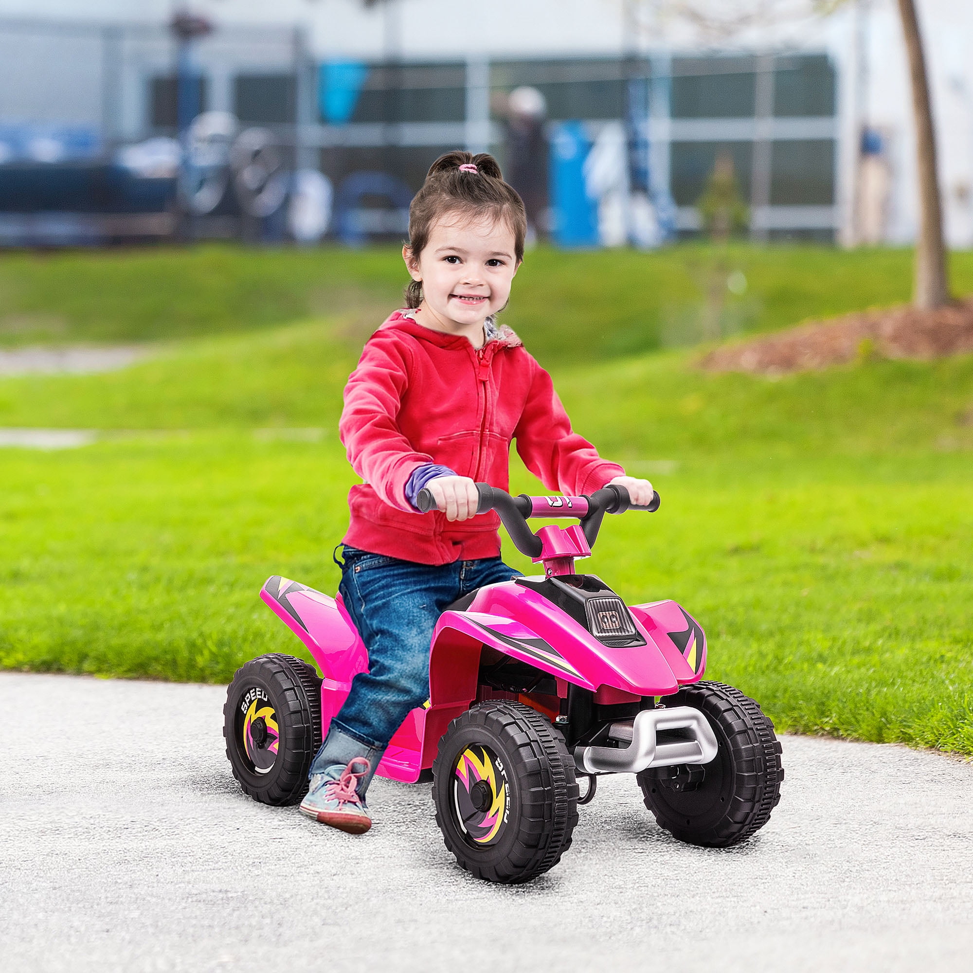 Aosom 6V Kids ATV 4-Wheeler Ride on Car for 18-36 Months Old Toddlers, Pink