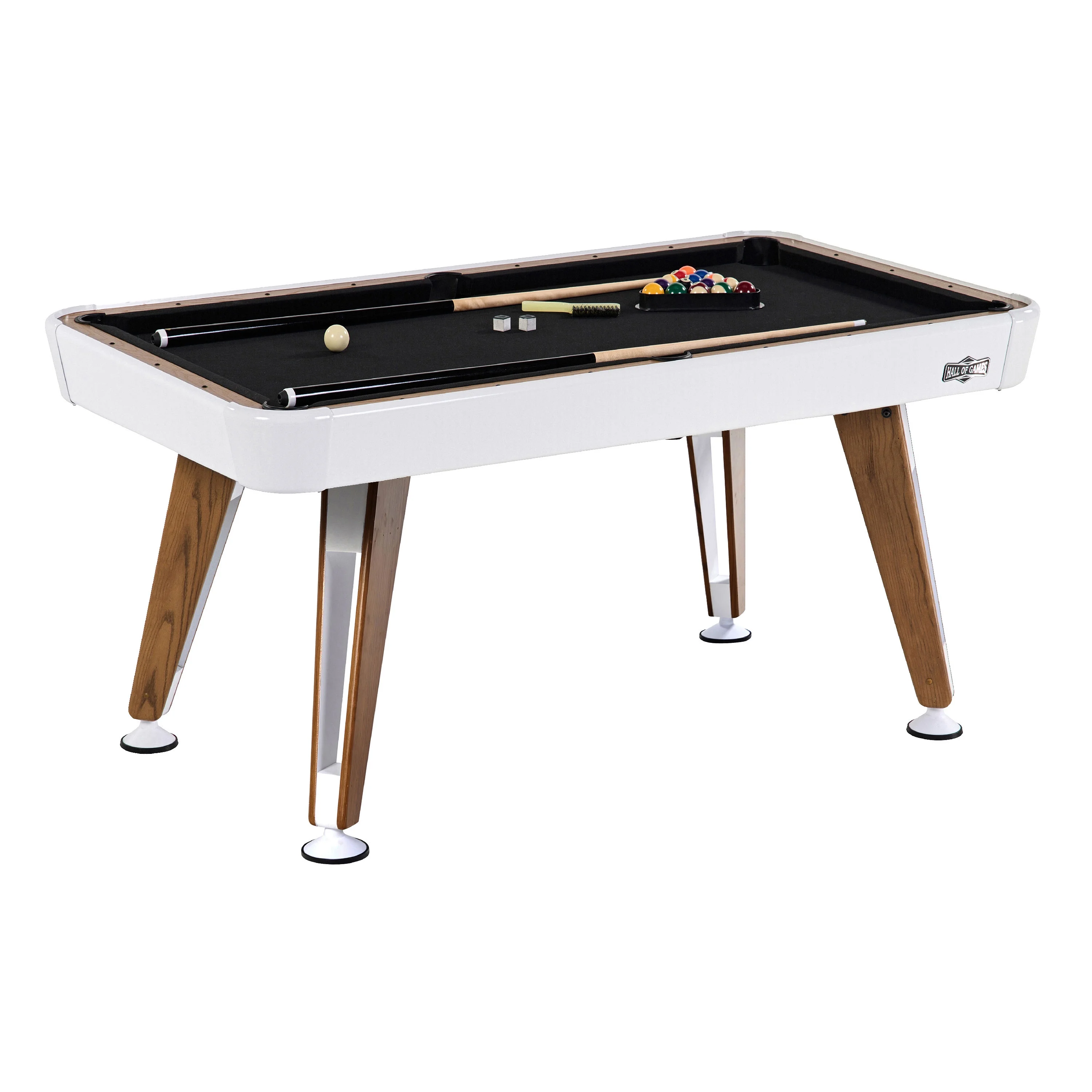 Apex 66 in x 35.8 in White Billiard Table with Accessories by Hall of Games