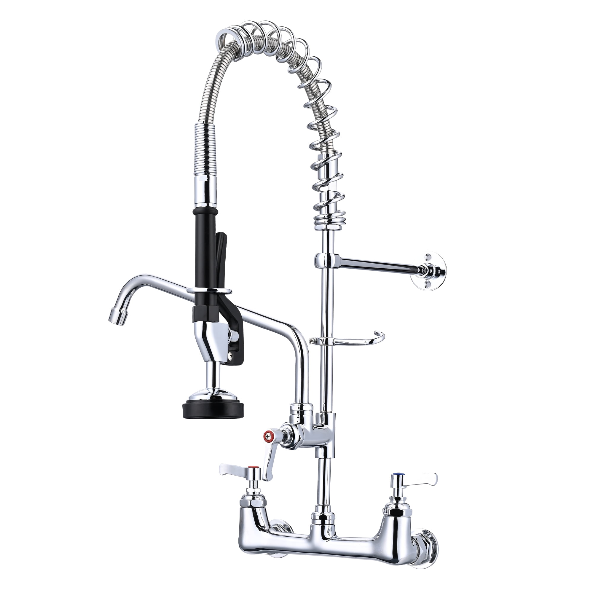 Aquaterior 26" Height Commercial Faucet with Sprayer Wall Mount Pre-Rinse Kitchen Sink for 2/3 Compartment Sink
