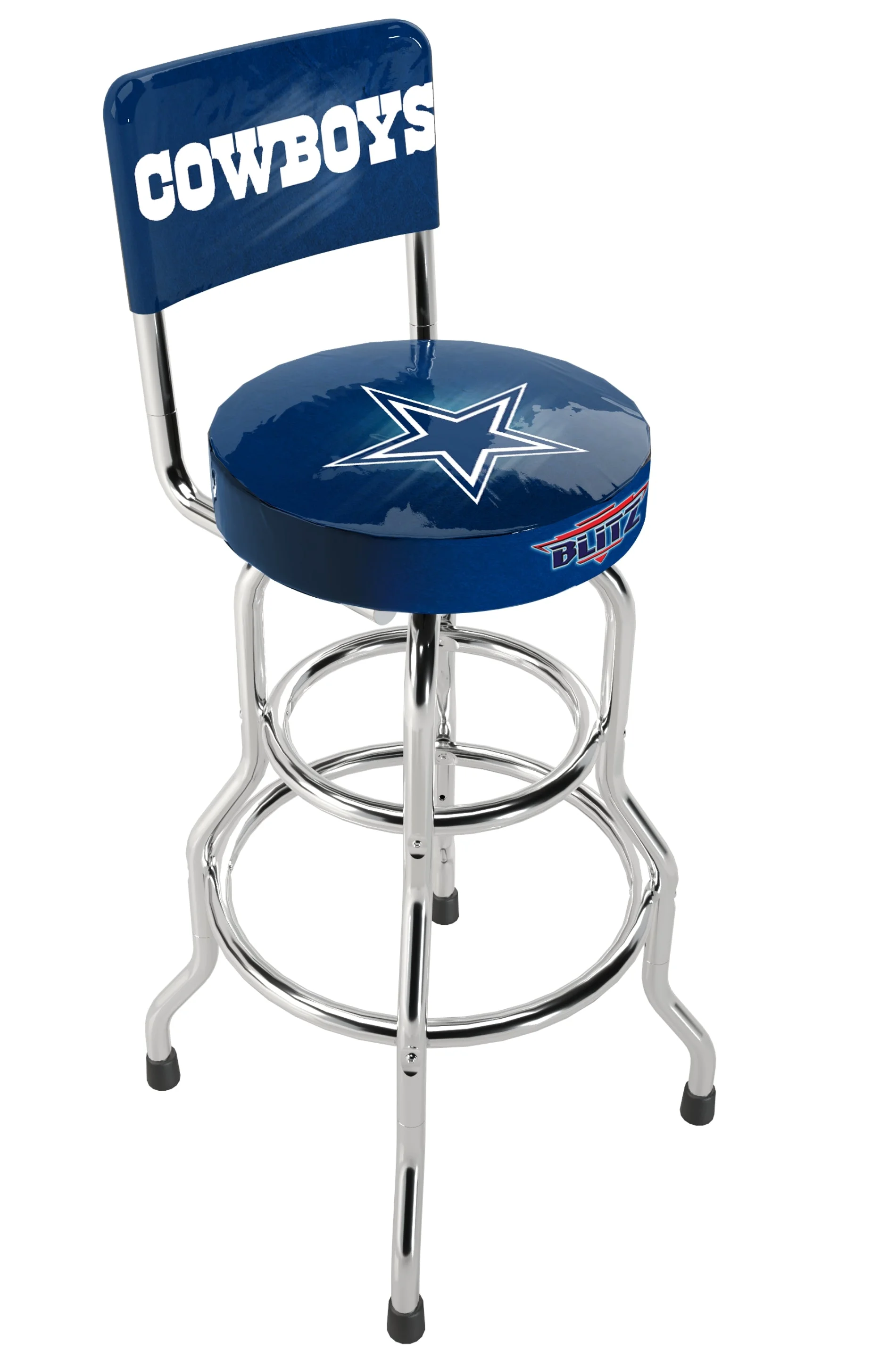 Arcade1Up Dallas Cowboys NFL Blitz High Back Adjustable Swivel Stool, Blue