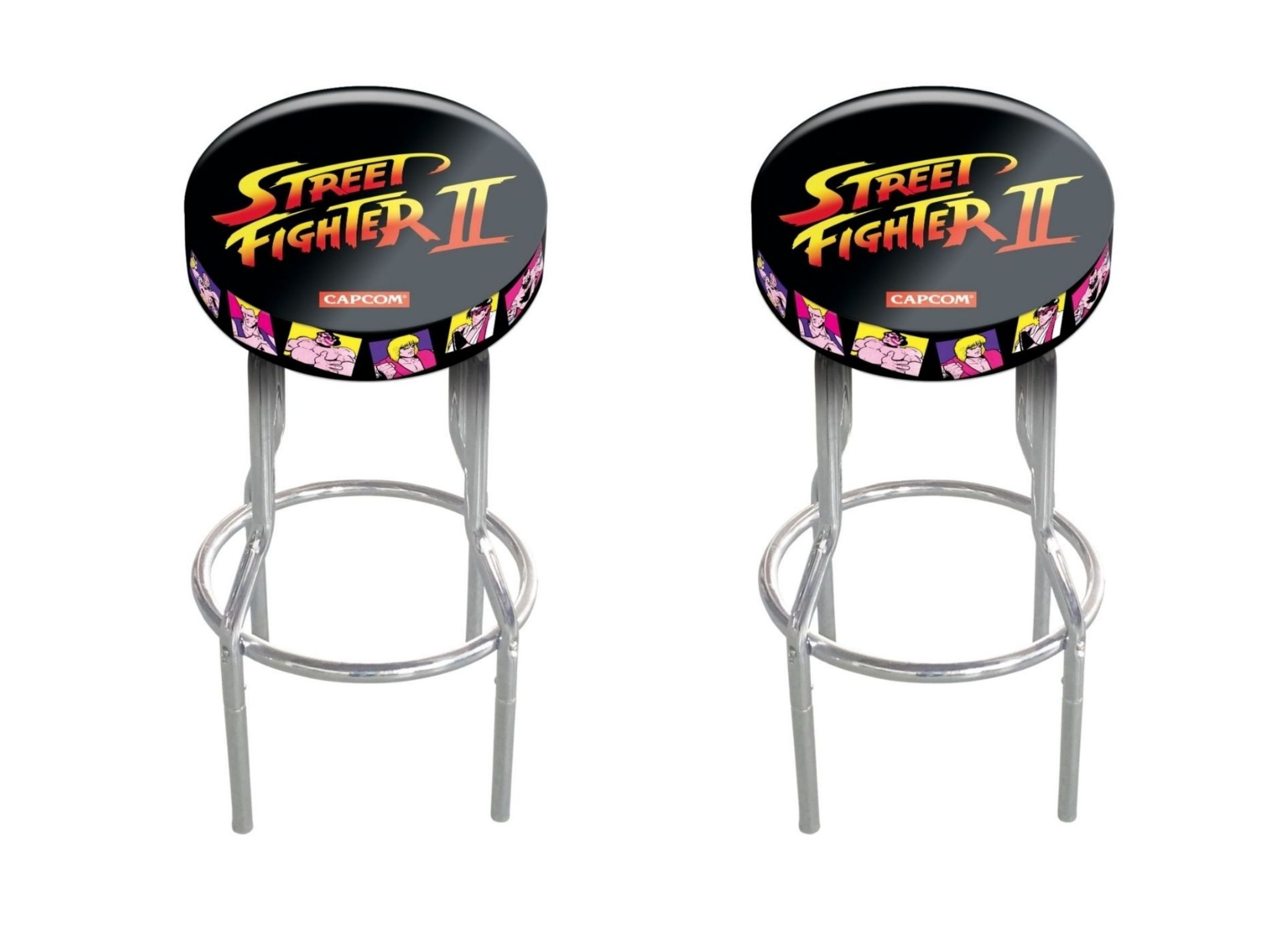 Arcade1Up Stool Capcom Legacy Edition Street Fighter Adjustable Stool, 21.5" to 29.5" - SET OF 2