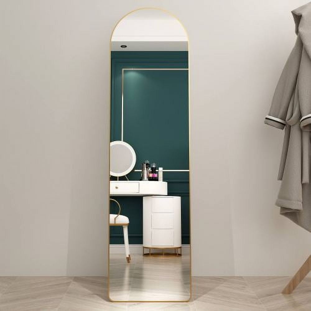 Arched Full-Length Mirror, Wall Mirror with Aluminum Alloy Metal Frame, Wall Mirror for Living Room, 60"x 16.5",Golden