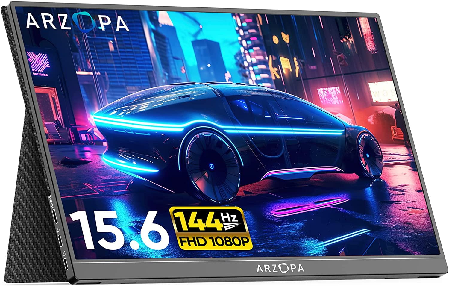 Arzopa 15.6'' 144Hz Portable Gaming Monitor, 1080P FHD USBC HDMI, External Second Screen for Laptop, PS5