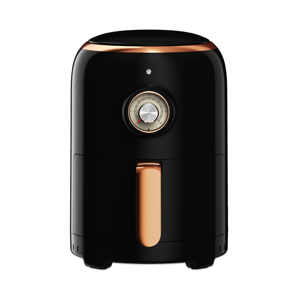 Aria 2Qt Teflon-Free Ceramic Retro Air Fryer with Cookbook Including Keto and Vegan Recipes - Black