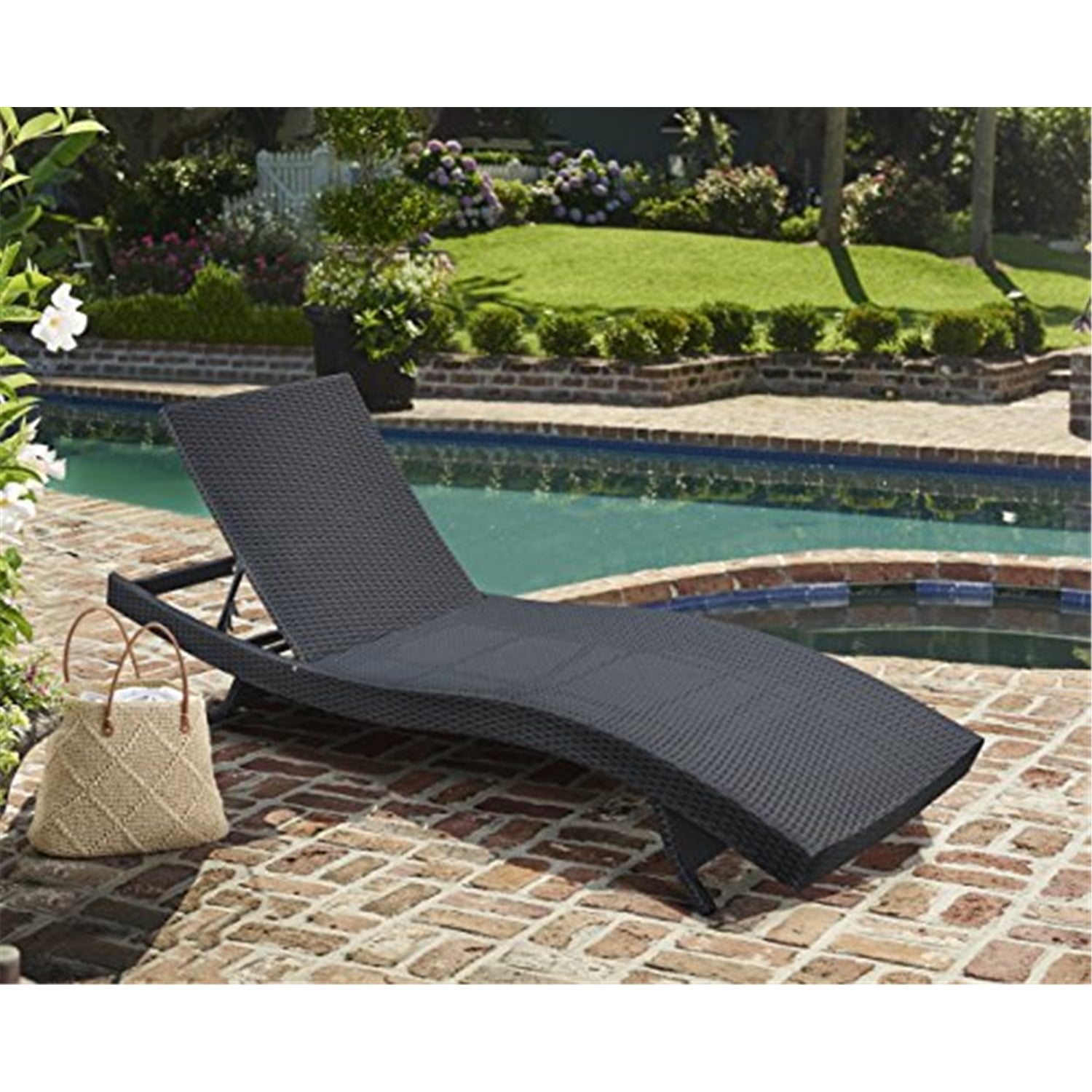 Armen Living Cabana Outdoor Adjustable Wicker Chaise Lounge Chair
