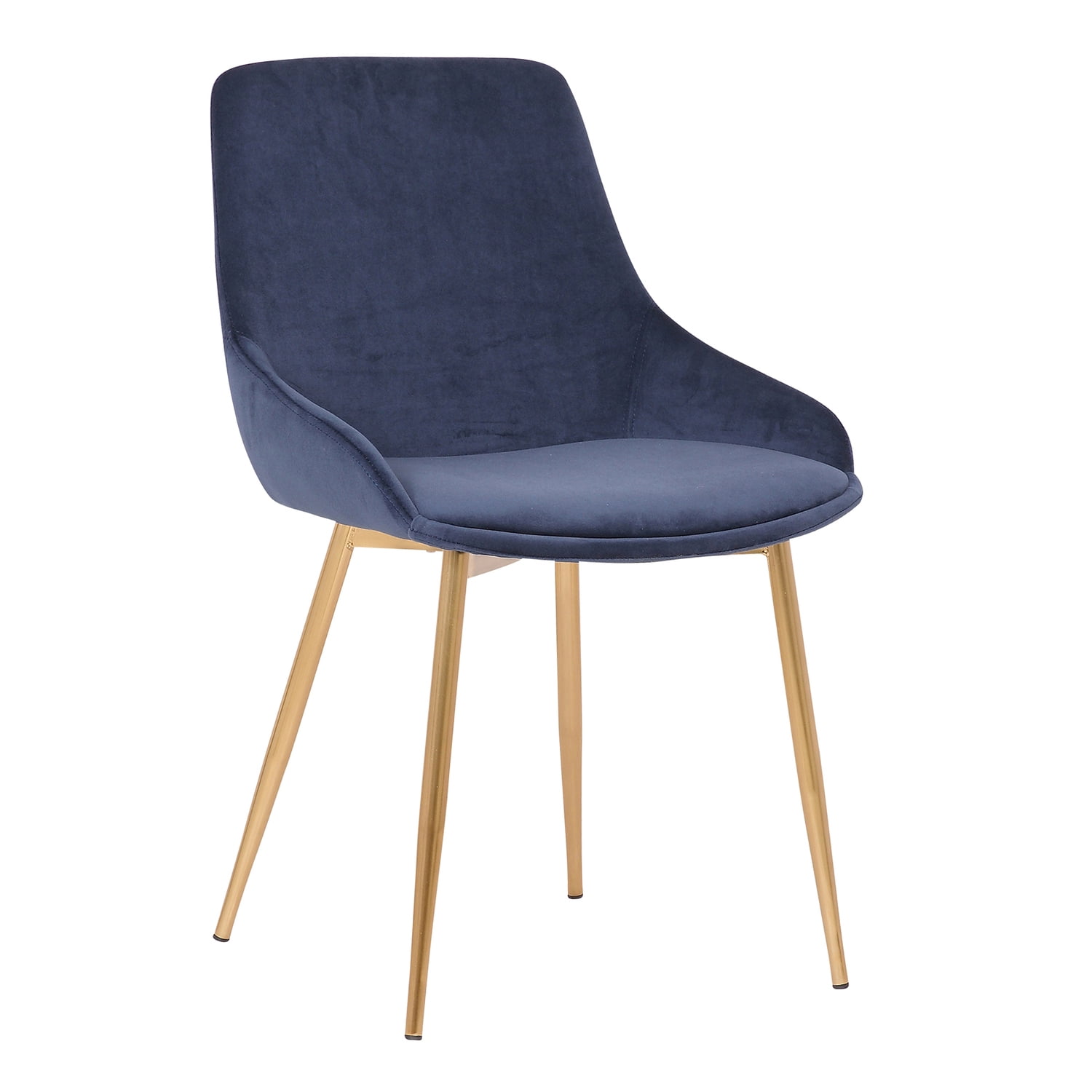 Armen Living Heidi Modern Velvet & Metal Dining Accent Chair in Blue/Gold