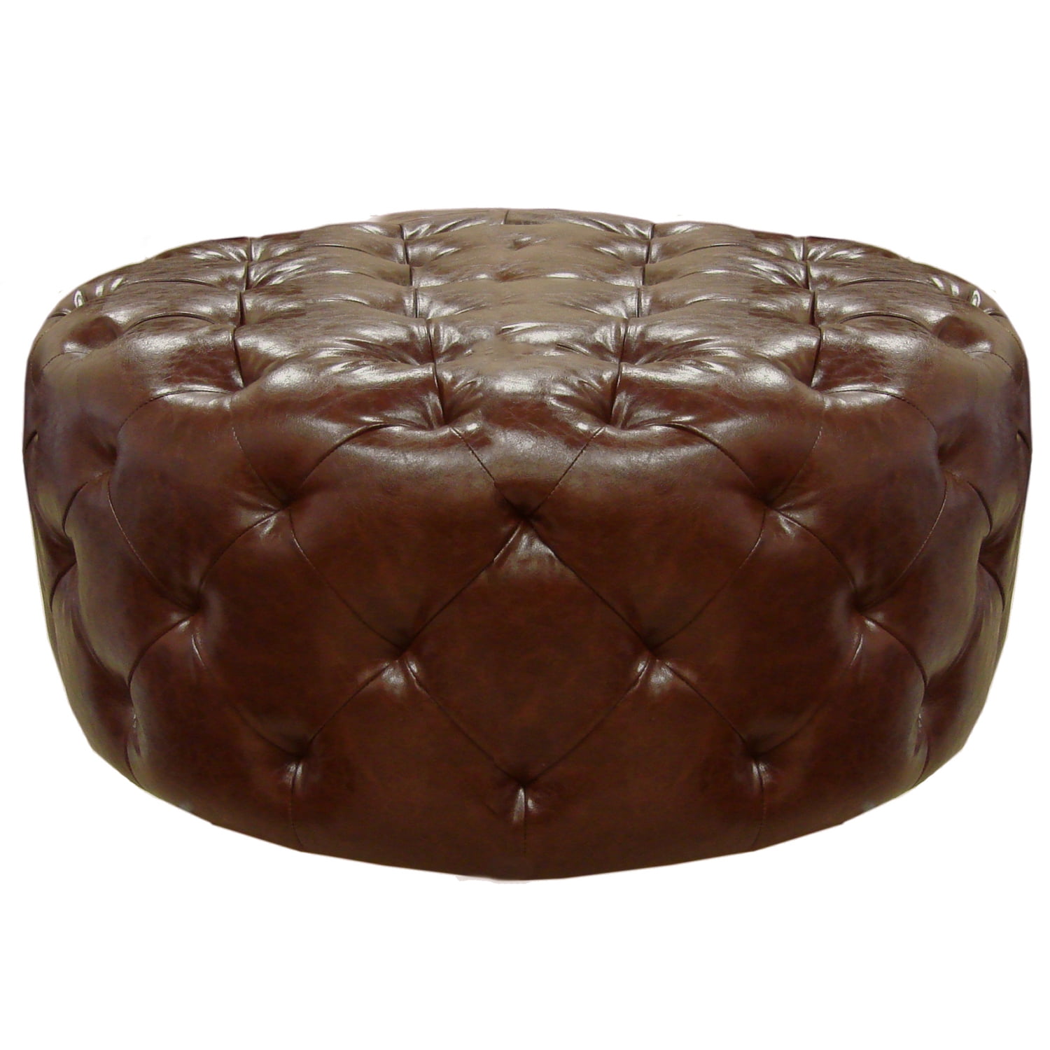 Armen Living Victoria Ottoman, Brown Bonded Leather