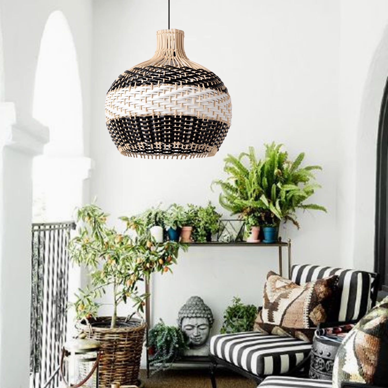 Arturesthome Wicker Chandelier 1-Lights Handmade Woven Hanging Lamp Ceiling Crafts 15.74"