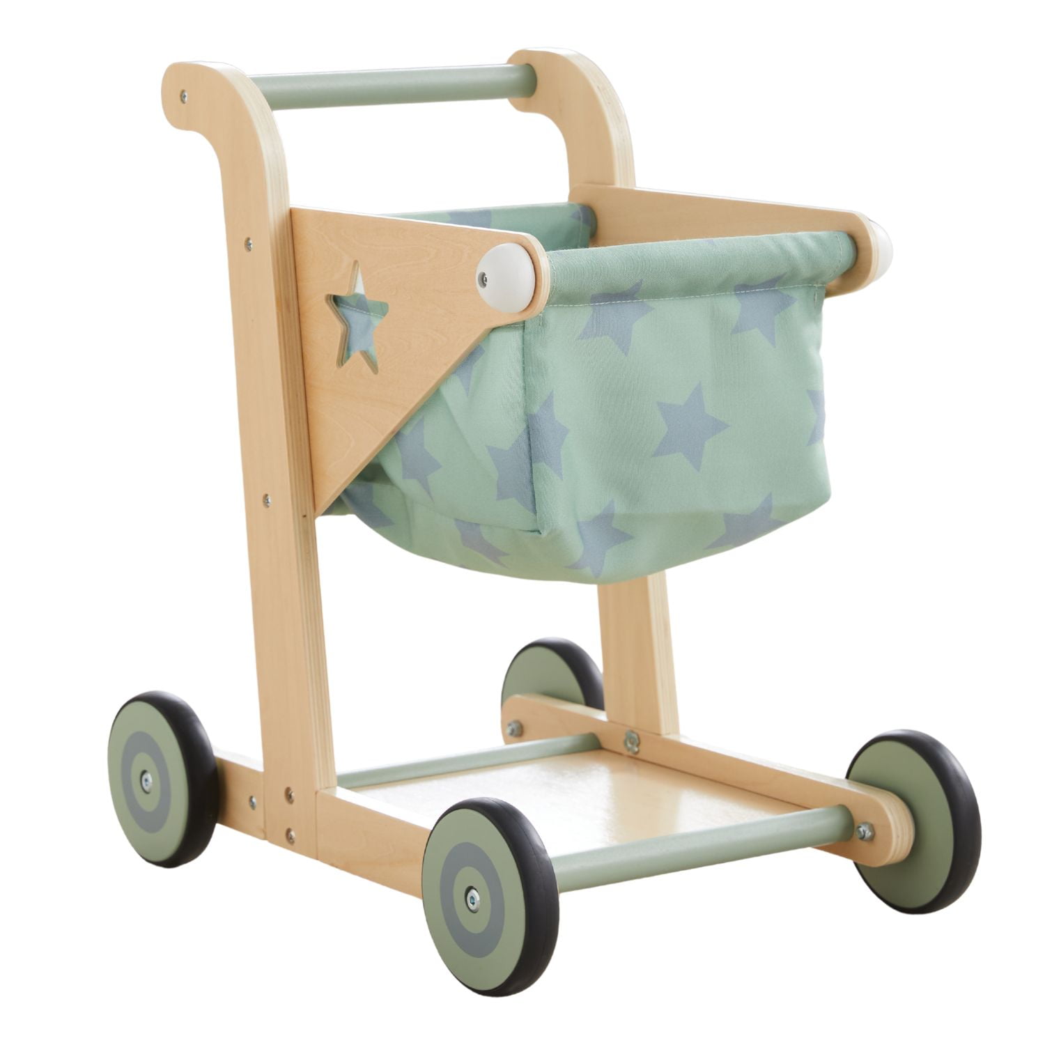 Asweets Wooden Shopping Cart and Baby Walker Push Toy