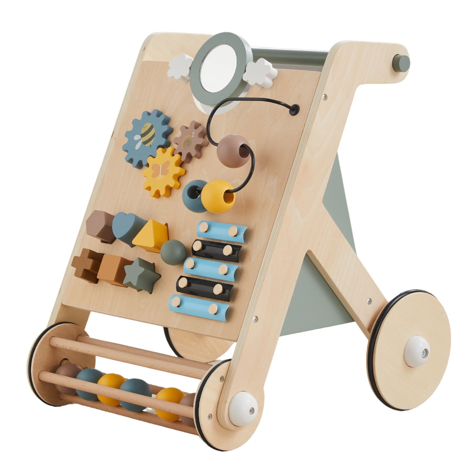 Asweets Wooden Baby Walker Push Toy with Activity Center For Baby