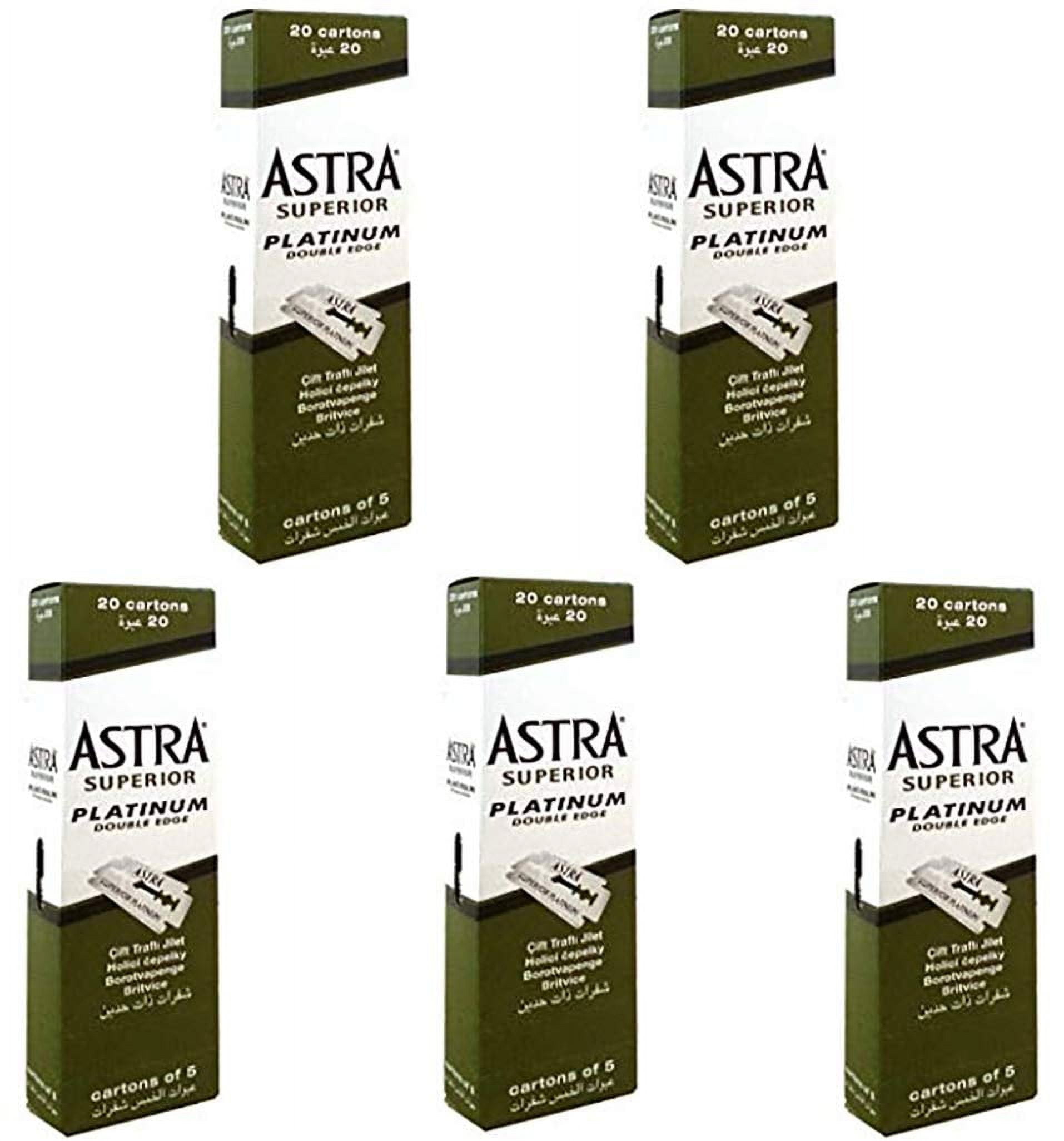 Astra Superior Premium Platinum Double Edge Safety Razor Blades – Pack of 5 Boxes with 500 Blades