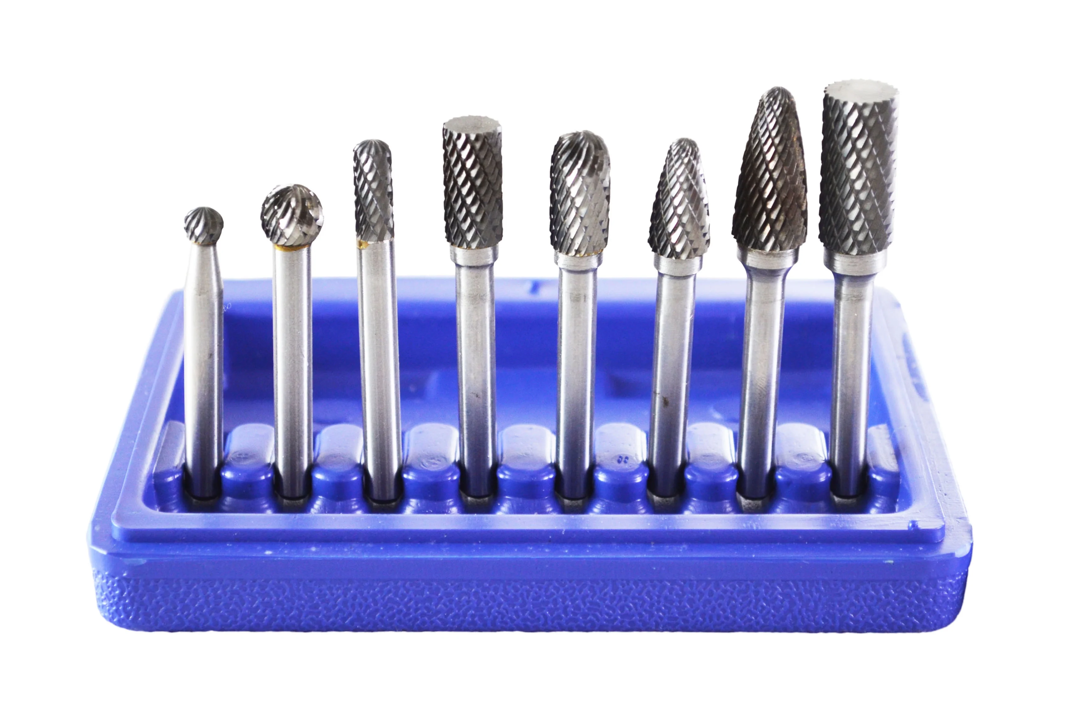 Astro Pneumatic Tool 2181 8-Piece Double Cut Carbide Rotary Burr Set 1/4-Inch Shank in Blow Molded Case