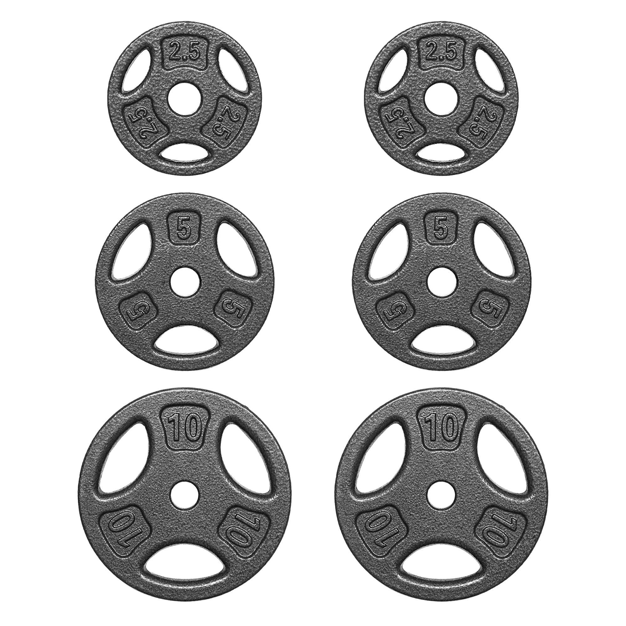 Athletic Works 35LB Cast Iron Weight Plate Set, 2 Each of 2.5, 5 and 10LB, 1-inch Holes Fit Standard Sized Bar