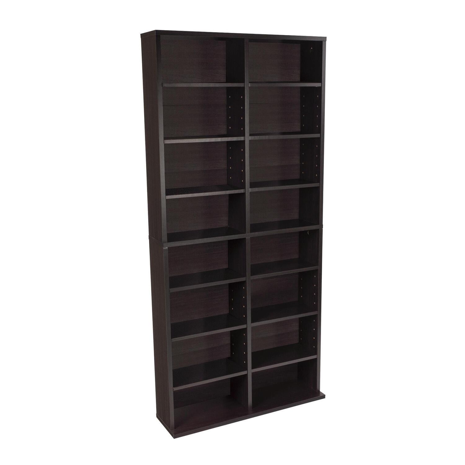Atlantic Oskar 54" Adjustable Double Media & Bookcase Shelving Unit in Espresso