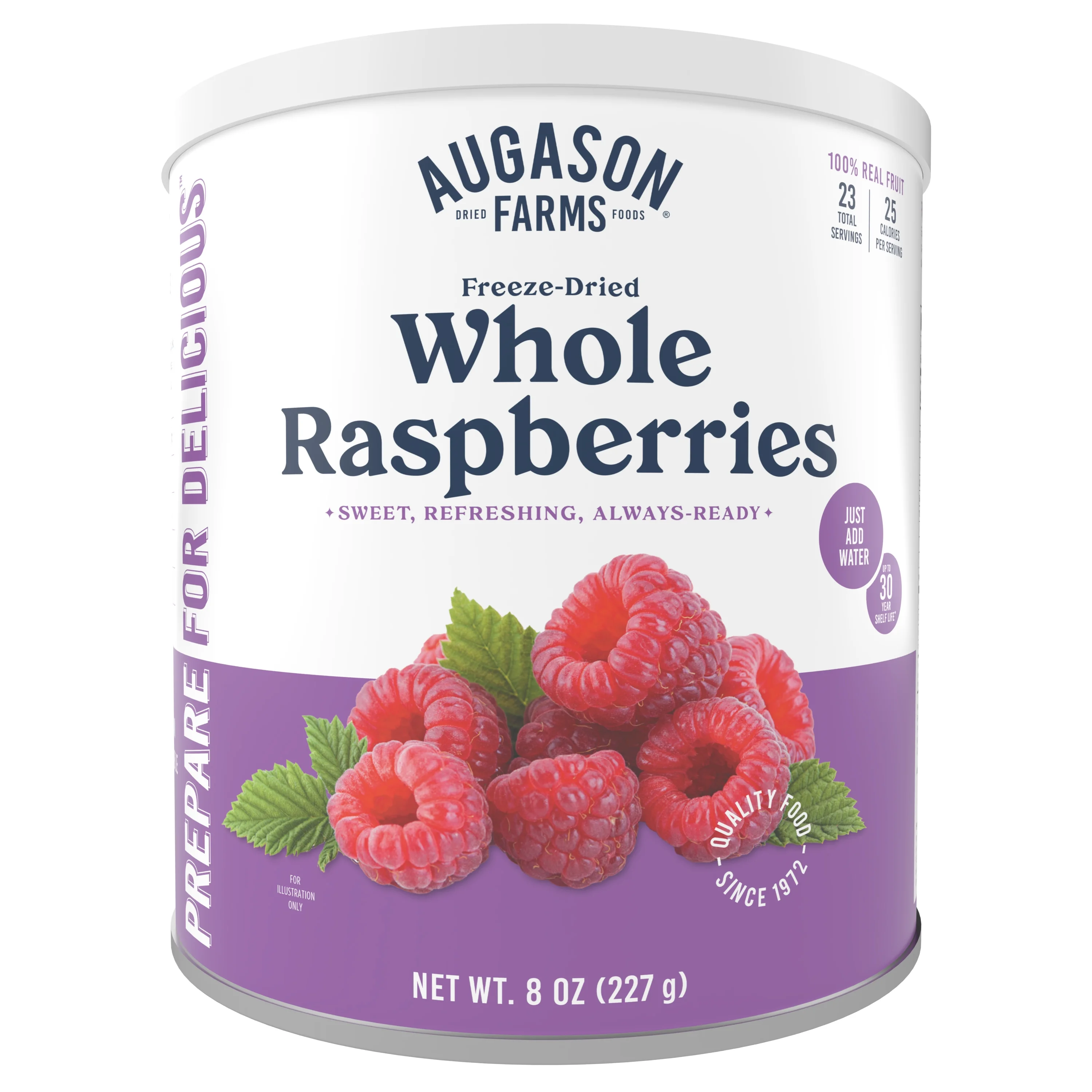 Augason Farms Freeze Dried Whole Raspberries 8 oz No. 10 Can