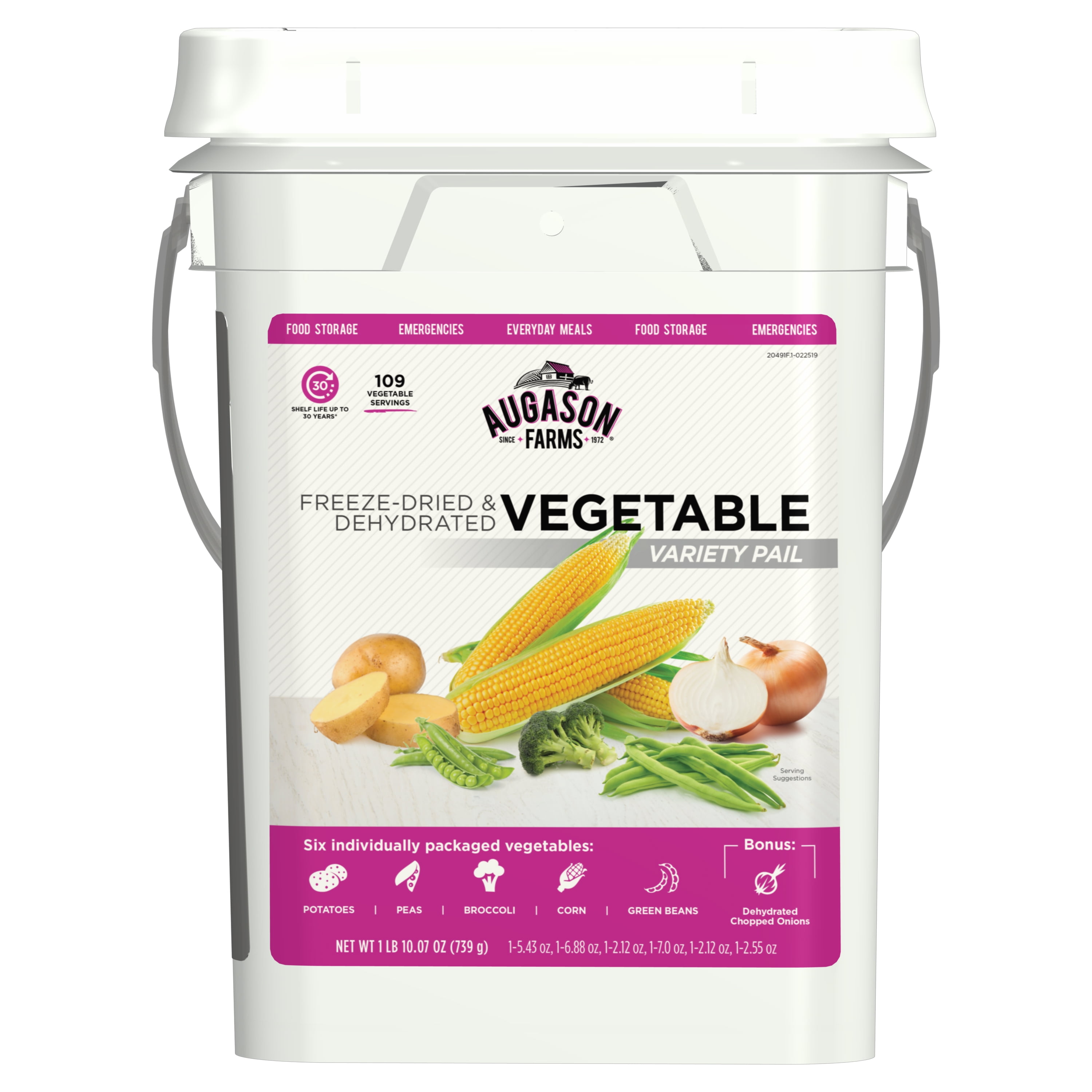 Augason Farms Freeze-Dried and Dehydrated Vegetables Emergency Food Supply, 6 Varieties