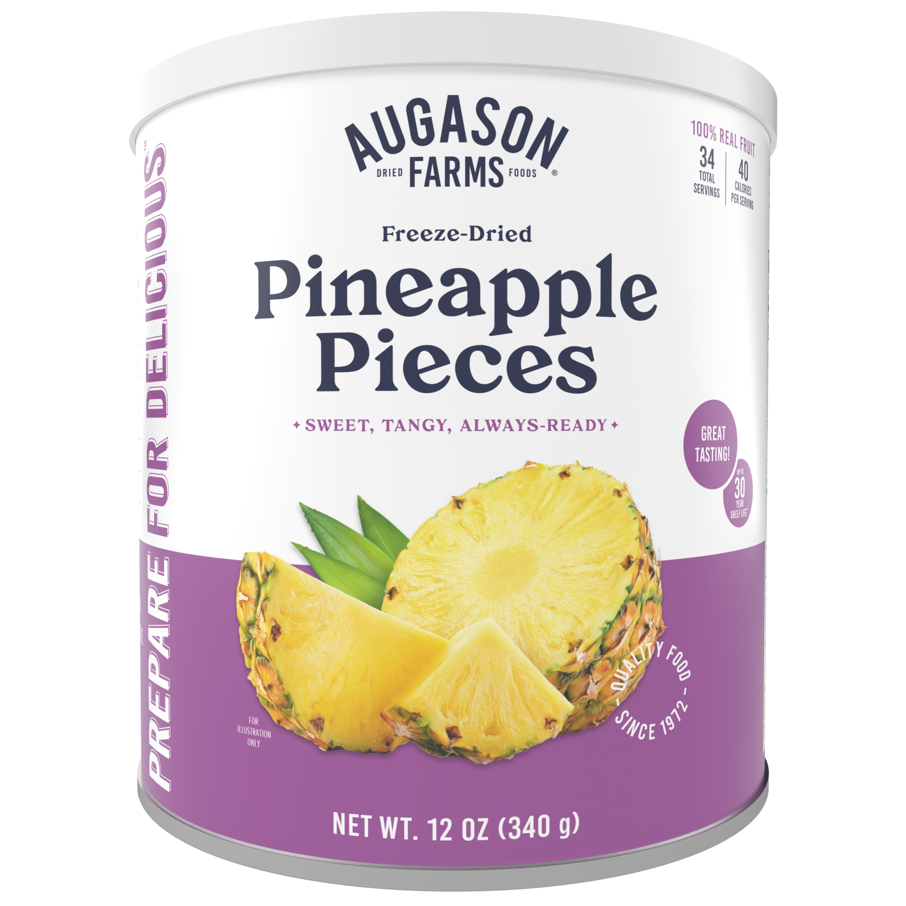 Augason Farms Freeze Dried Pineapple Chunks 12 oz No. 10 Can