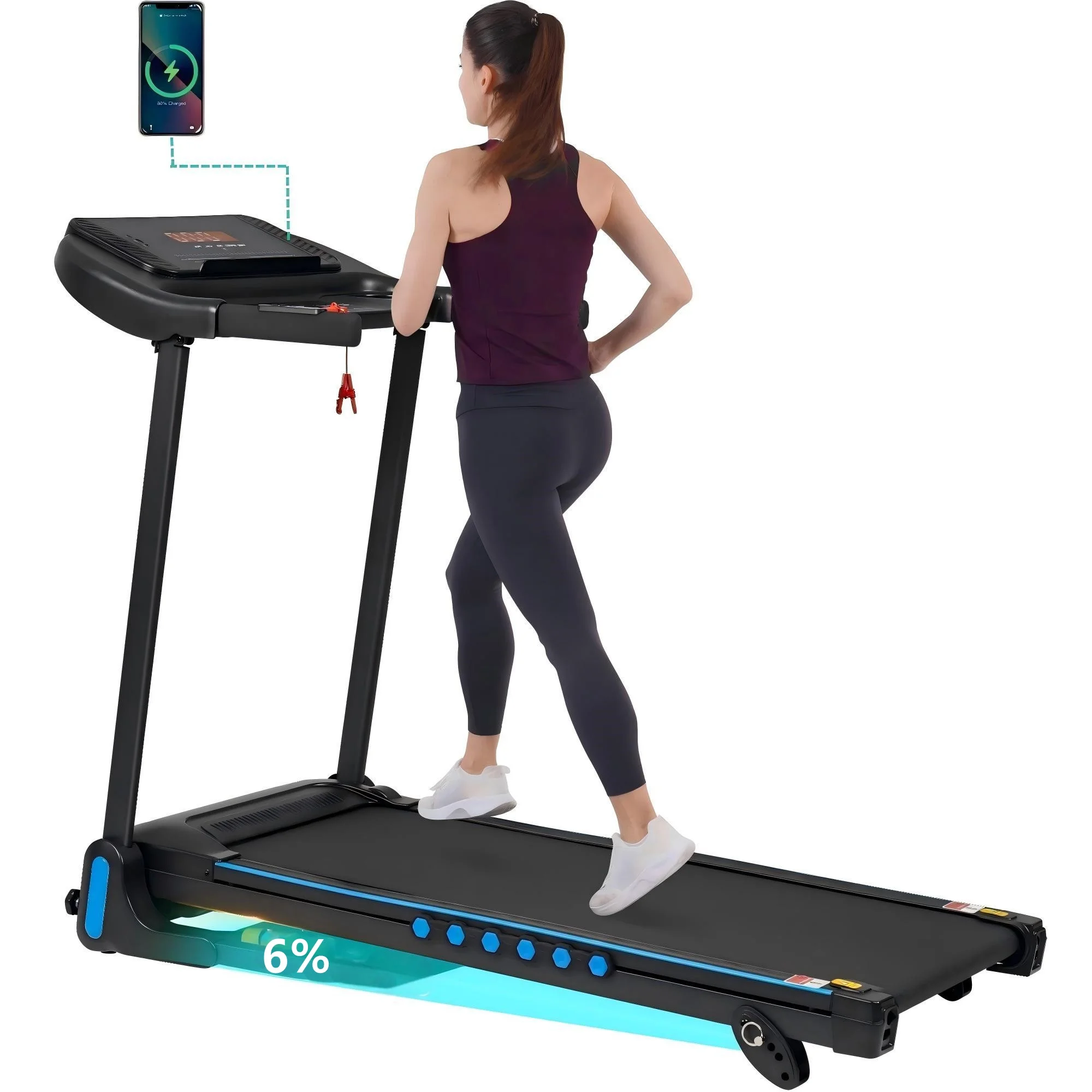 Aukfa Electric Treadmill with Incline, 350 lb Capacity, 10 mph Max Speed, 3 HP Folding Treadmill