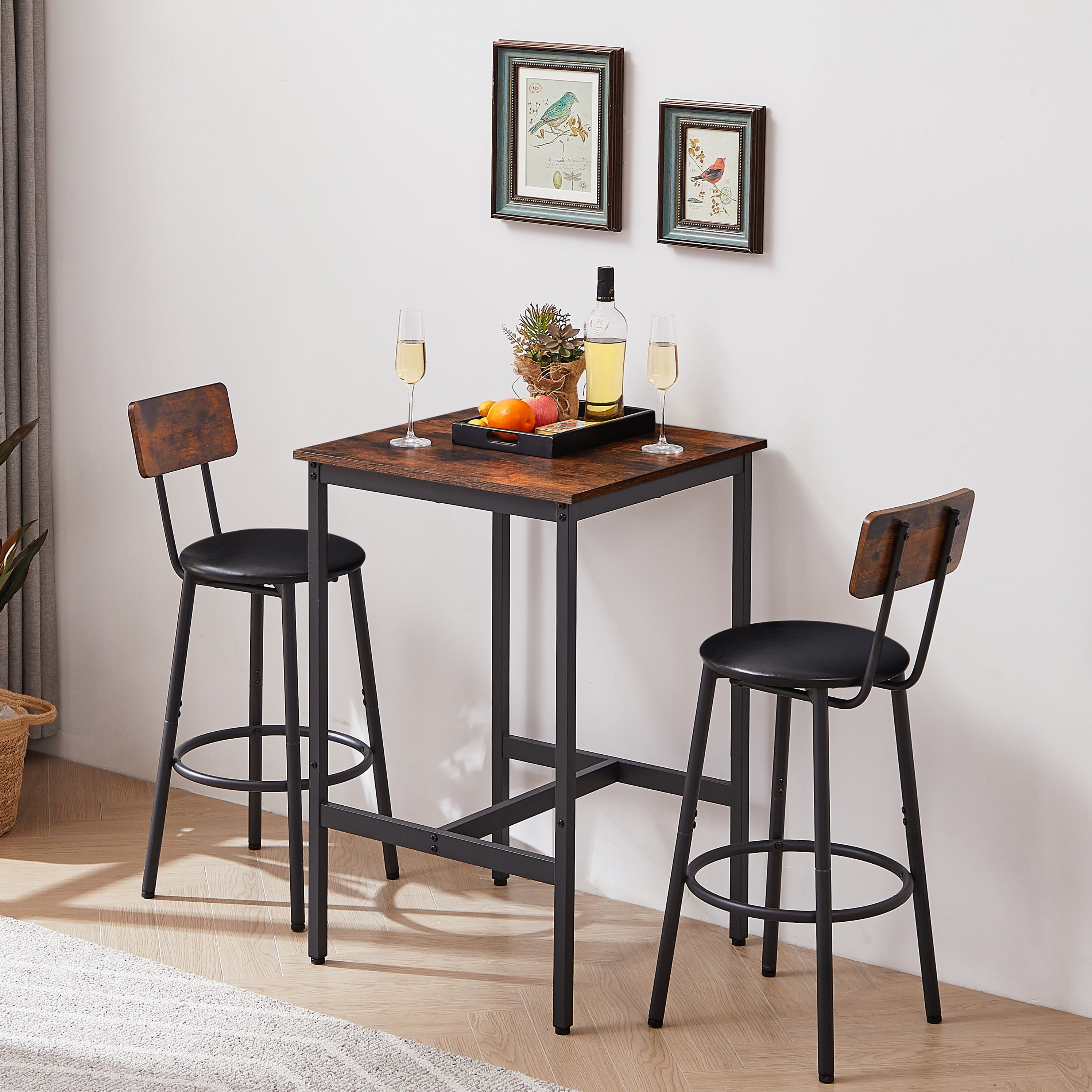 Aukfa Counter Height Dining Set Kitchen Table Sets with Upholstery Chairs for Small Space, Gray